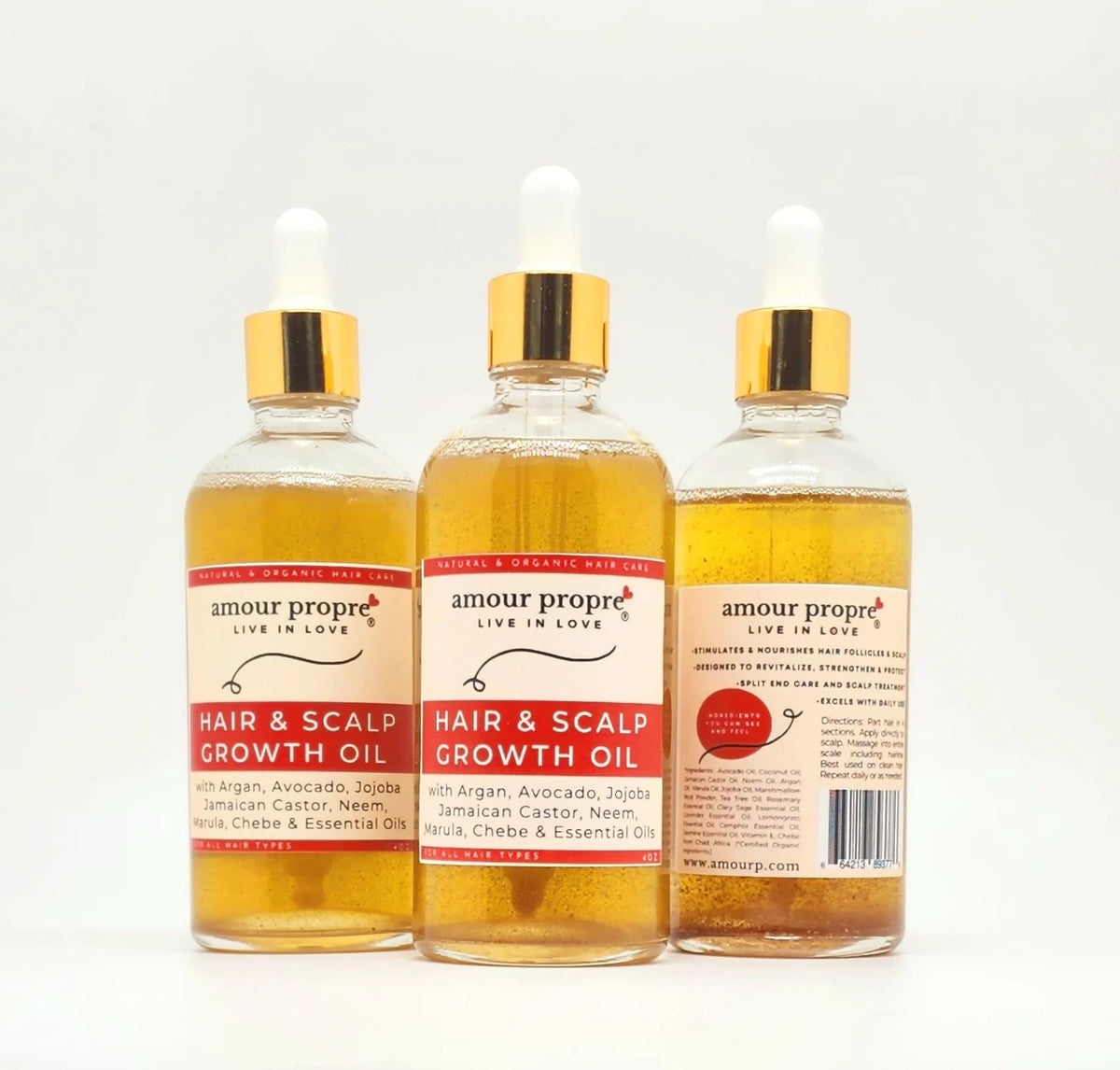 Hair Growth Oil by Amour Propre® 7 Oil Blend Scalp & Hair Treatment Oil to Strengthen & Lengthen Curls – with Avocado Oil, Jamaican Castor Oil, Argan Oil, Jojoba Oil