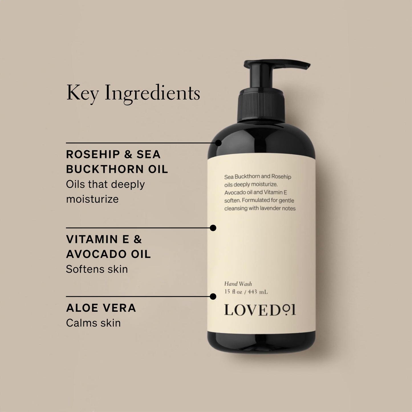 Loved01 Cleansing & Moisturizing Bundle Hand Wash & Hand/Body Lotion, (15 Oz Hand Wash & 2-Pack 15 Oz Hand & Body Lotion)