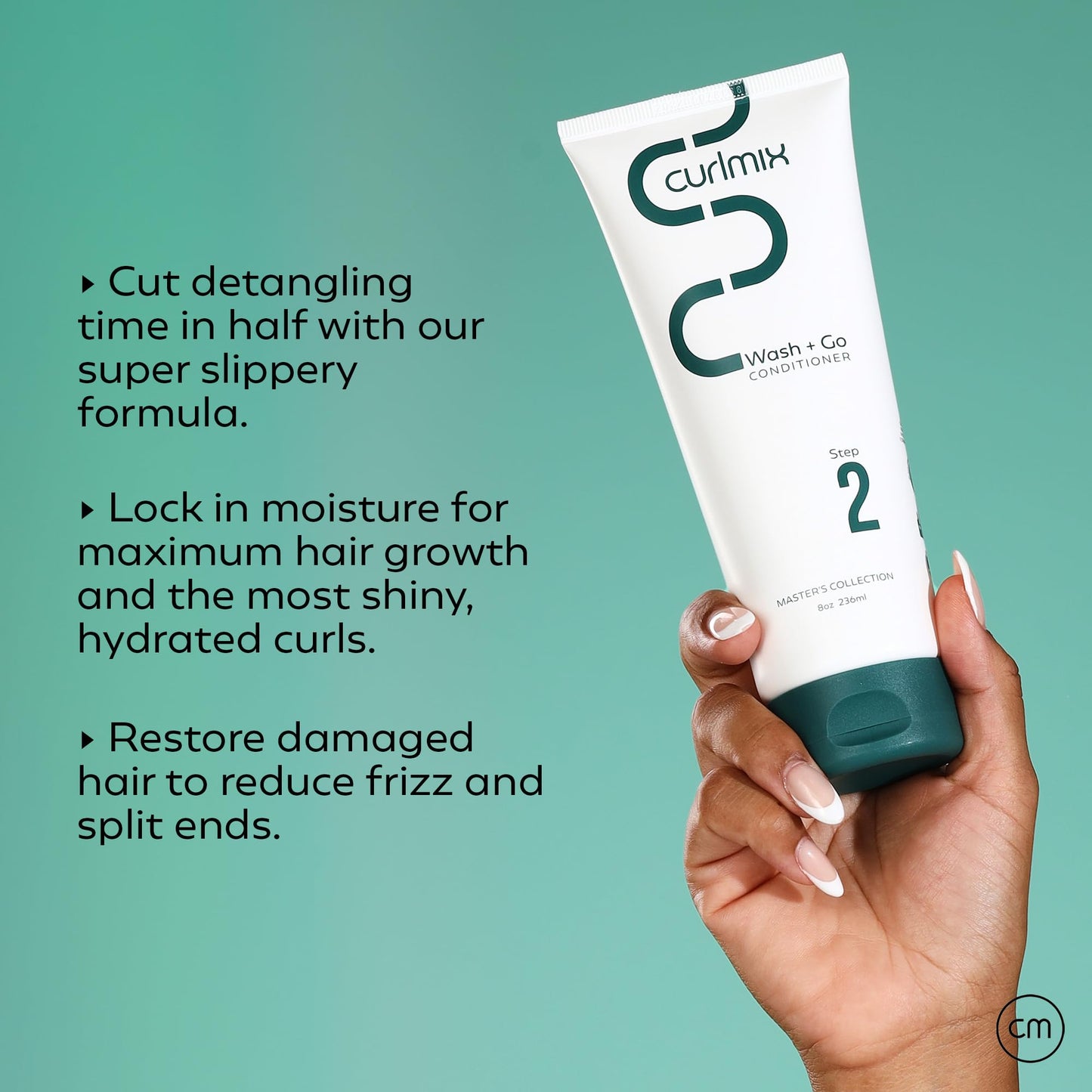 CurlMix All-Natural Wash & Go Conditioner for Curly Hair, Travel Size 3.4oz - Sulfate Free, Paraben Free, Moisturizing, Curl Enhancing Conditioner Curly Hair Products for Women, Men - Signature Scent