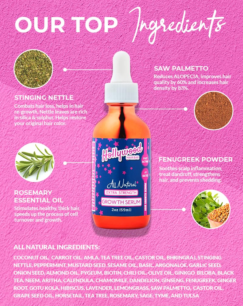 Hollywood Hair Bar | Shampoo, Conditioner, and Extra Strength Regrowth Serum Bundle