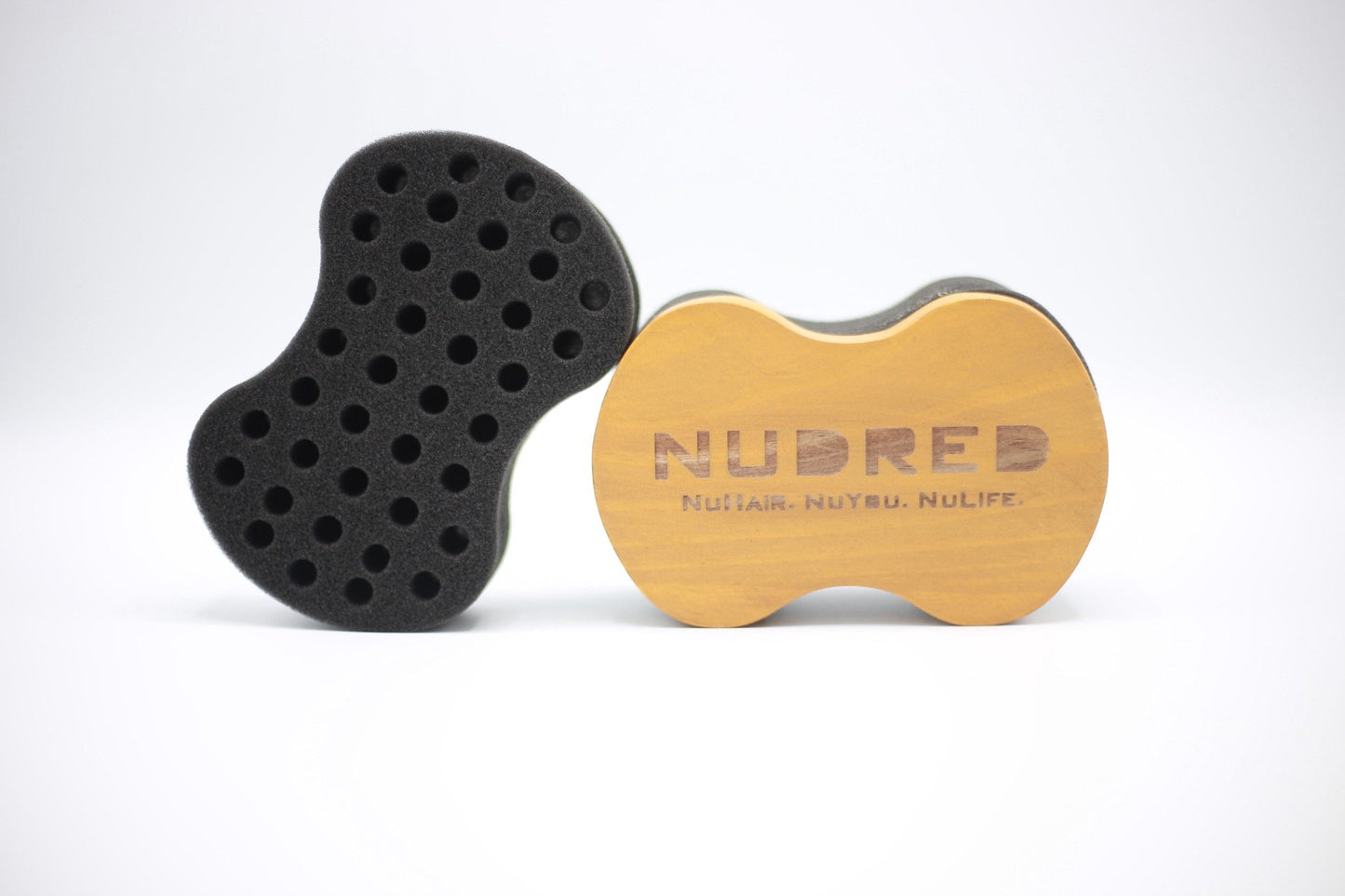 Nudred Wooden Interchangeable Hair Sponges for Black Men & Women With Afro, Natural Hair, Twisting & Curl Sponge Hair Brush, Large and Small Holes for Freeform Dreads, Coils, Curls, Twists and Beards