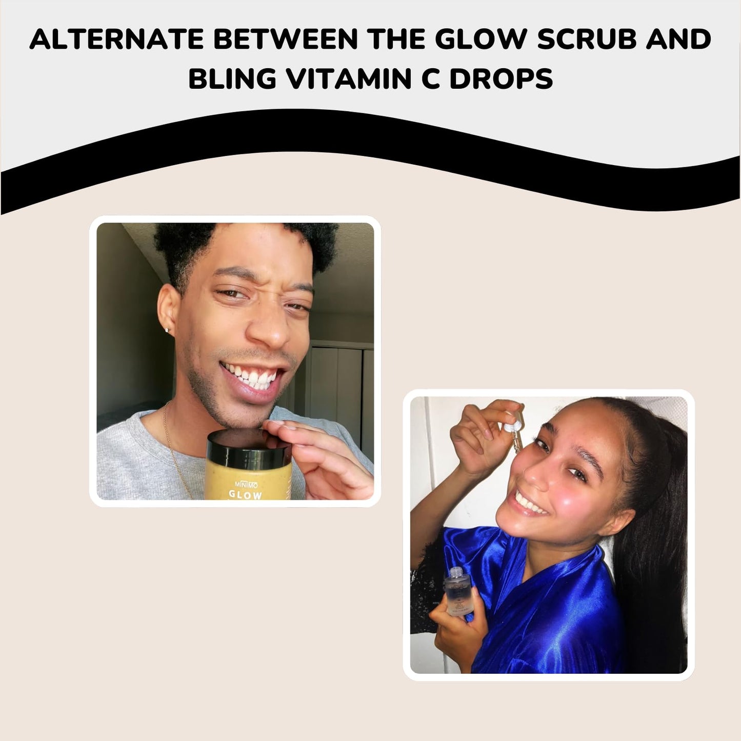 Minimo Skin Essentials Glow (Citrus Peach) Bundle Skin Care Routine | Skin Care System Face Wash, Scrub, Serum, Mask, Toner, Moisturizer & 2 Applicators | 60 Day Supply