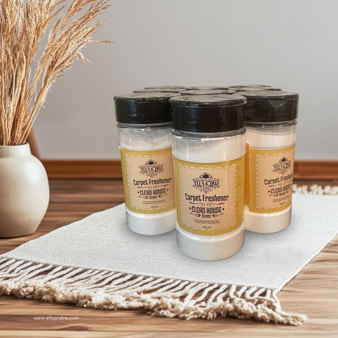 Ella & Iris Home Clean House Carpet Freshener – Natural Odor Eliminator and Deodorizer with Citrus Scent | Safe for Carpets, Rugs, Upholstery, and Car Interiors | Made with Baking Soda