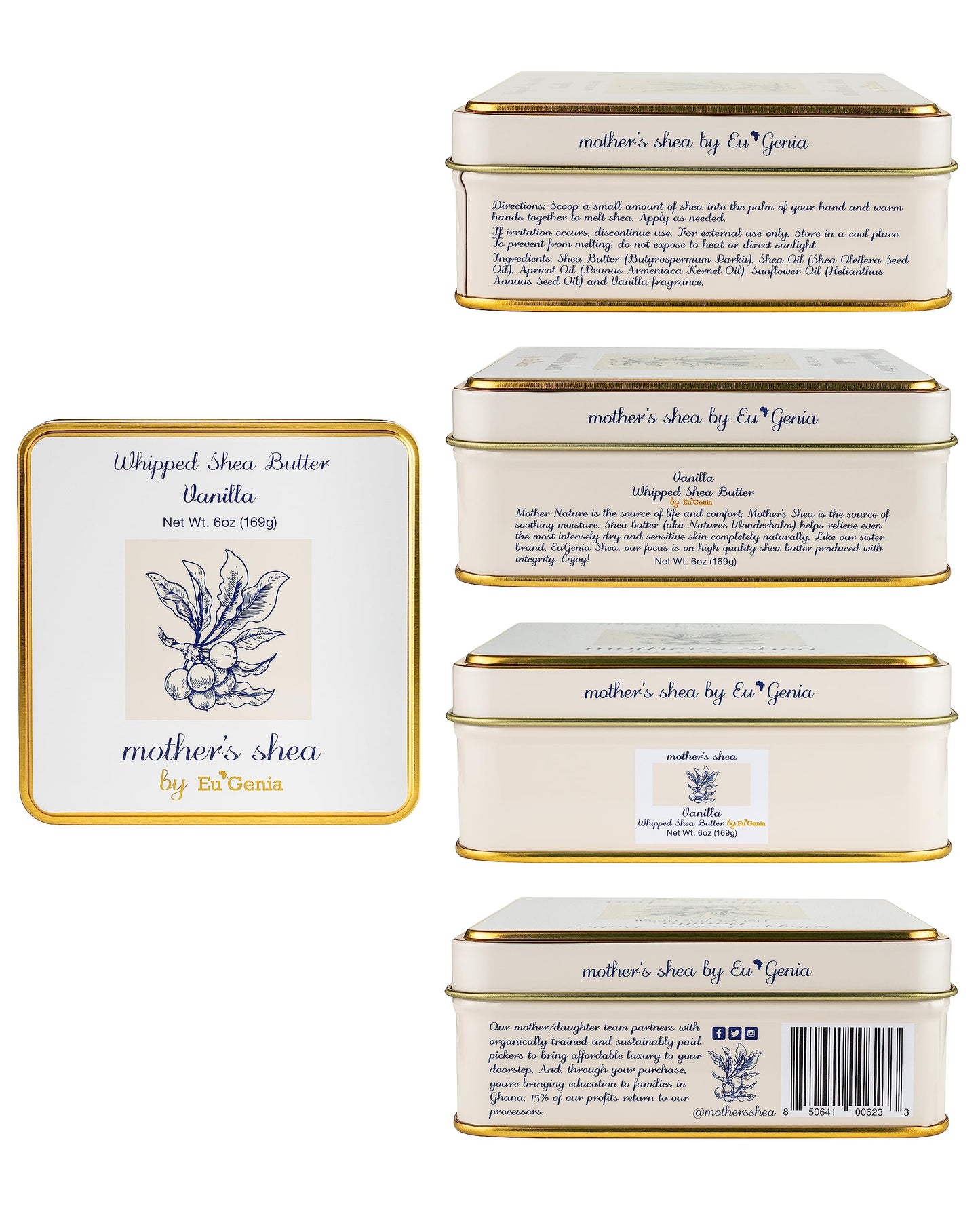Mother's Shea Whipped Shea Butter (Rose, 2 Oz Tins - Set of 3) 100% Pure Raw Unrefined African Shea - Organic, Sustainably-Sourced Ingredients - Natural Skin & Hair Care