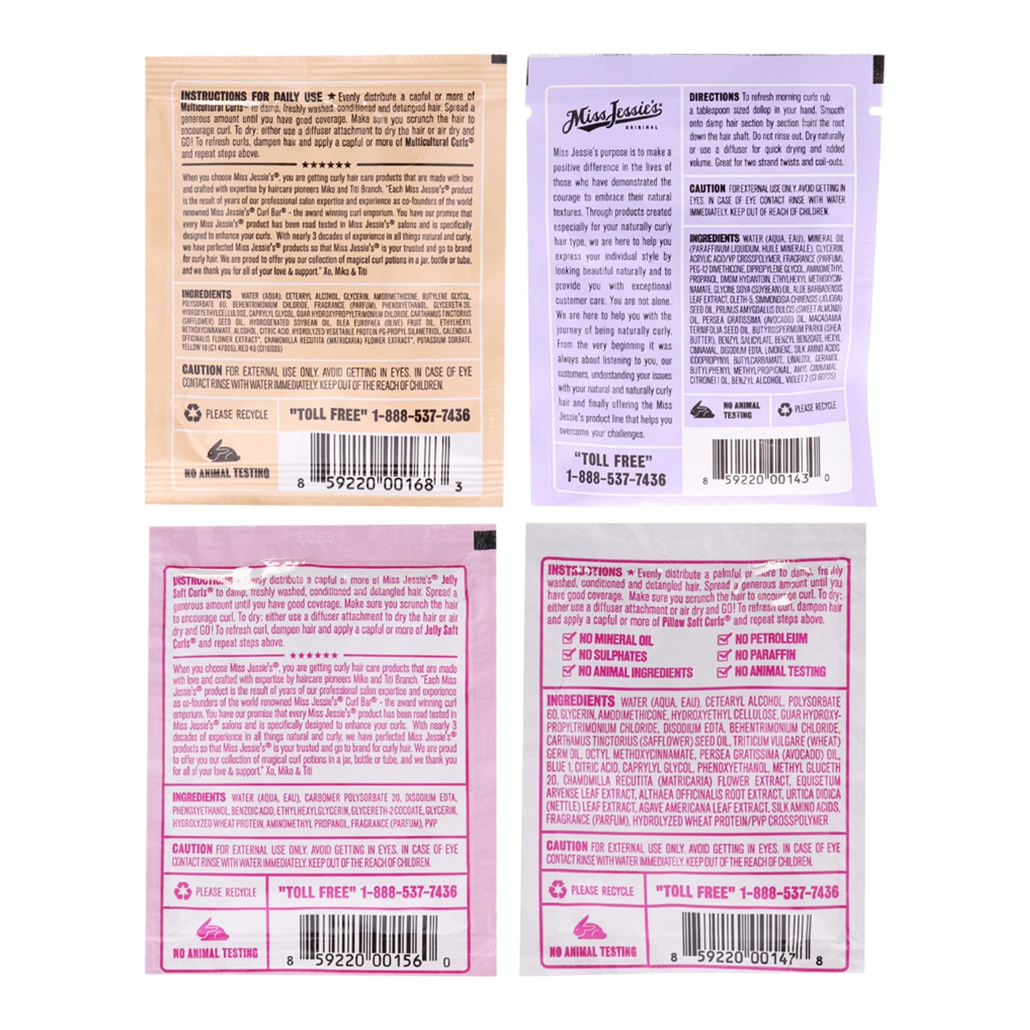 Miss Jessies Pillow Soft Curls With Jelly Soft Curl and Multi Cultural Curls-Curly Pudding Kit for Unisex - 4 Pc Kit 1oz Lotion, 1oz Gel, 1oz Cream, 1oz Cream