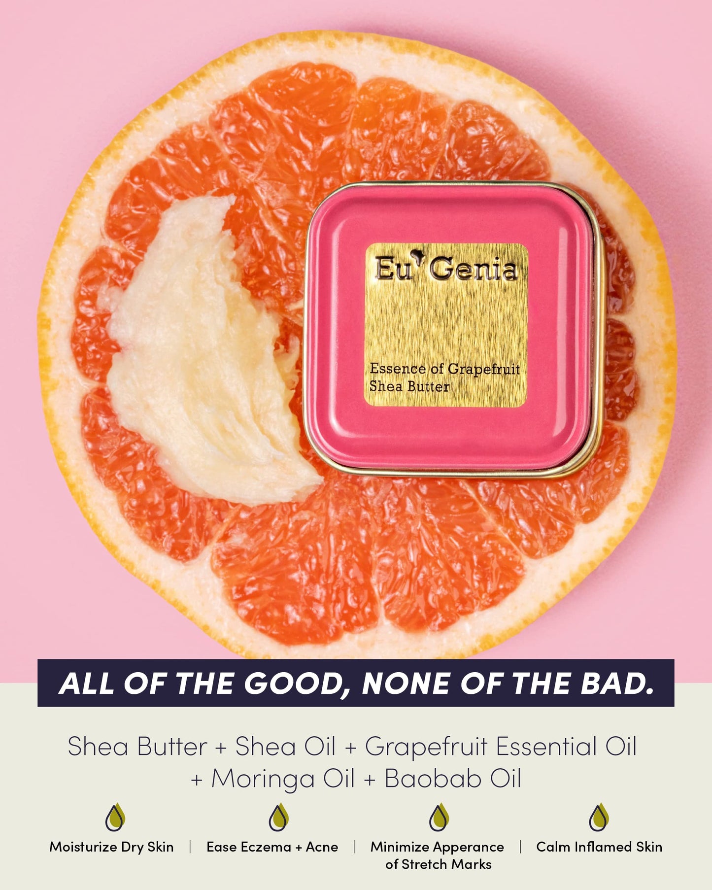 Eu'Genia Pregnancy Formula, 100% Pure Unrefined Ghanaian Shea, Premium Moisturizer Helps Prevent Stretch Marks, For All Skin & Hair Types (Grapefruit, 12oz)