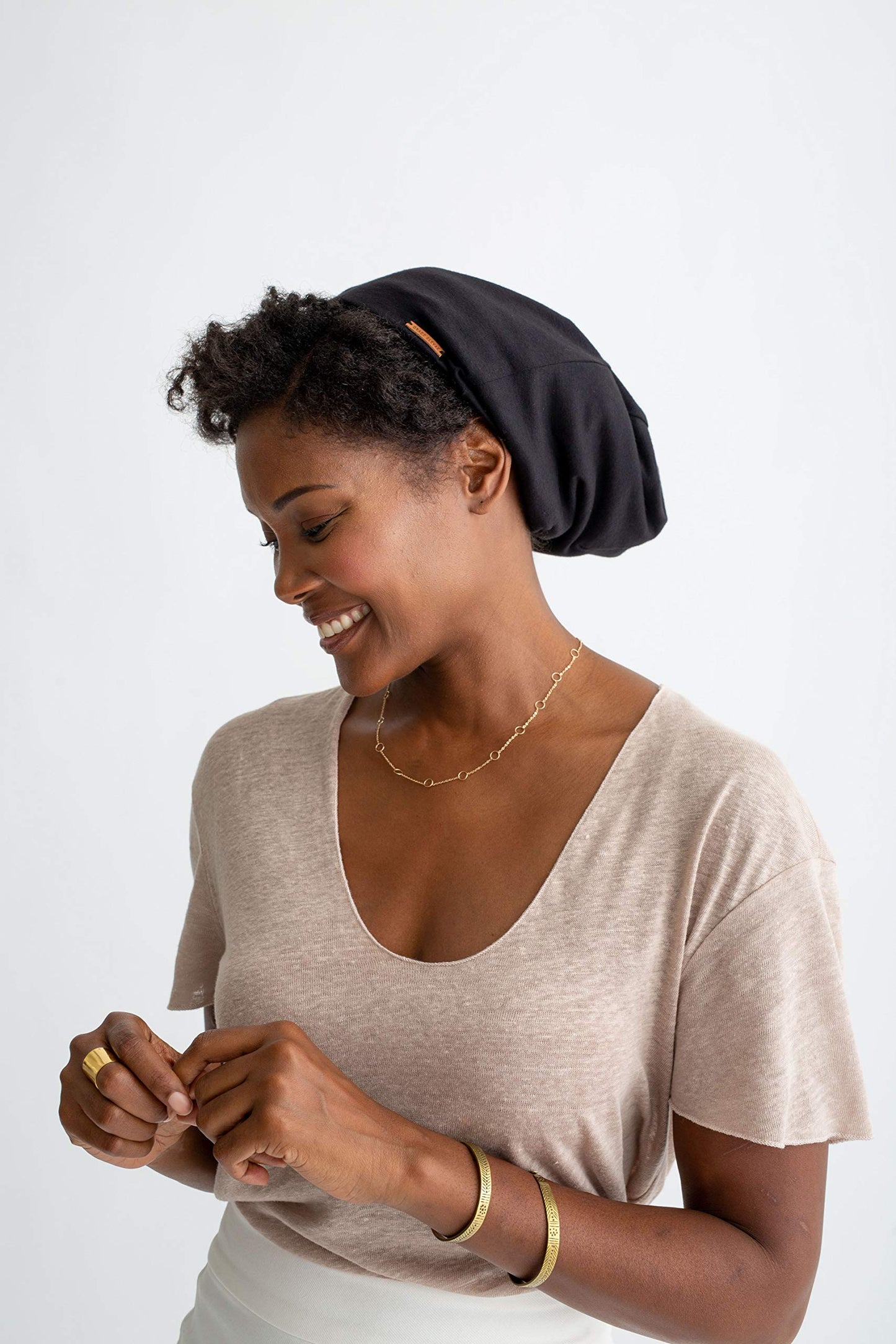 Grace Eleyae GE Women's Adjustable Satin Lined Sleep Cap Slap Hair Care Beanie Hat, Pink