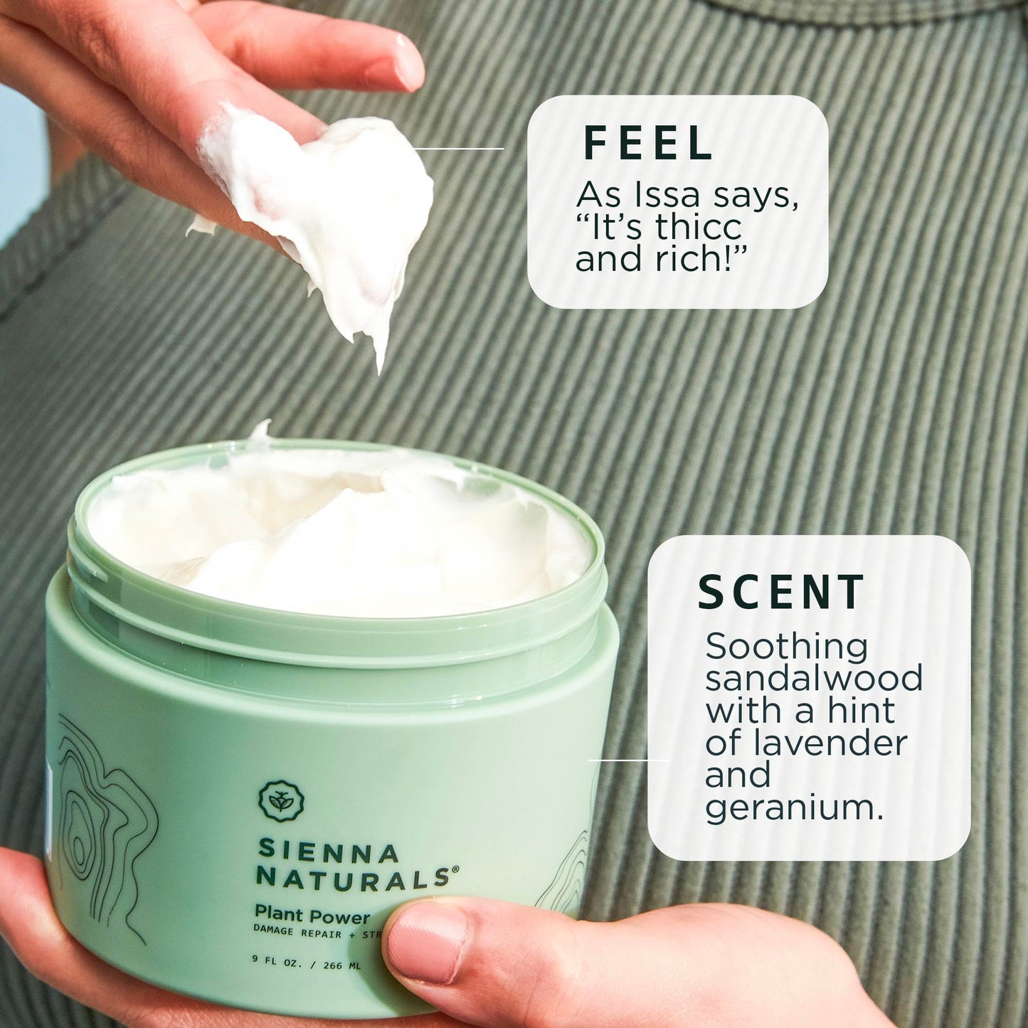 Sienna Naturals - Plant Power Repair Mask – Deep Conditioner for Damaged & Dry Hair – Strengthens, Hydrates & Repairs with Baobab Protein & Coconut Oil – Clean, Vegan Formula – 9 fl oz