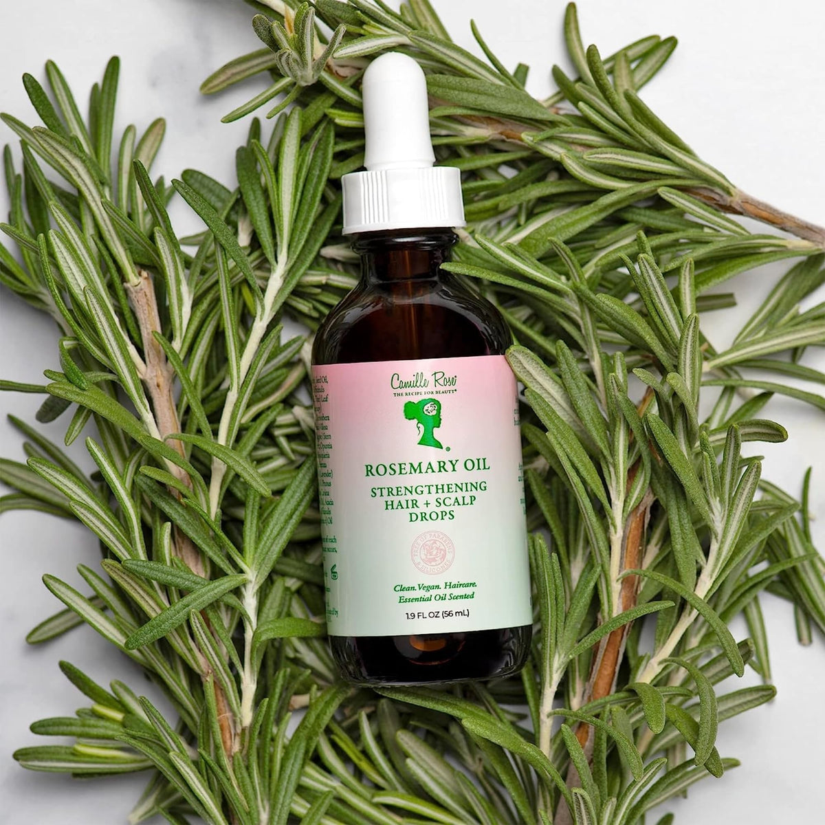 Camille Rose Rosemary Oil Strengthening Hair and Scalp Drops | 1.9 fl oz | Castor Oil, Peppermint & Rosemary Essential Oils | Encourage Hair Growth & Strengthen | Natural Hair Oil Dry Scalp