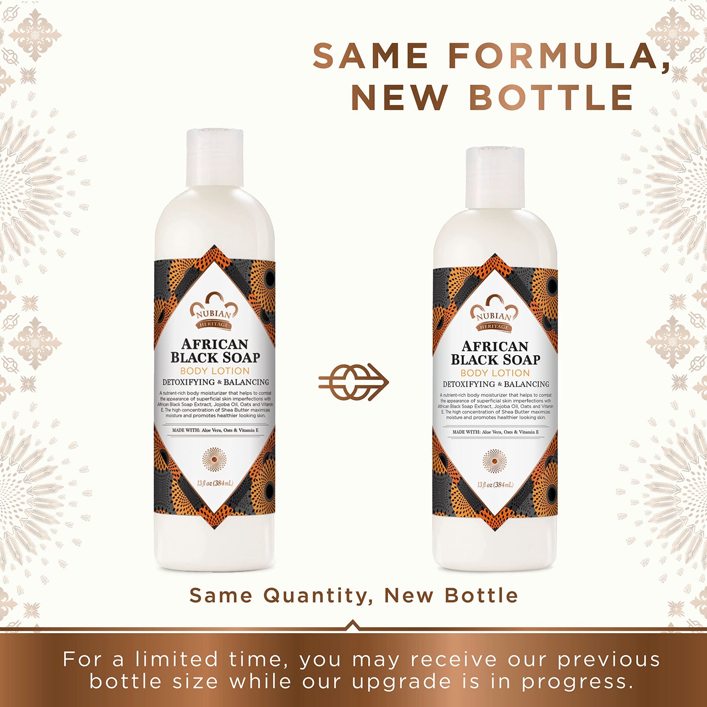 Nubian Heritage Body Lotion African Black Soap for Dry Skin Paraben Free Body Moisturizer, 13 oz