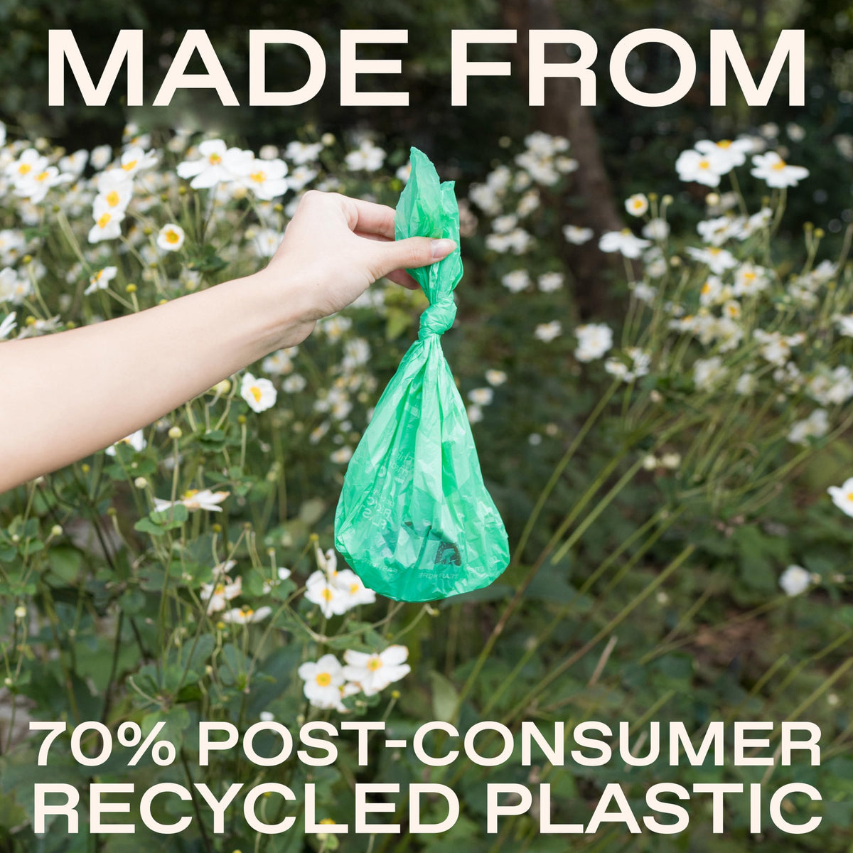 Springer Dog Poop Bag Dispenser + Roll - Springer Green - Bags made from 70% Post-Consumer Recycled Plastic | Designed with Easy-Open Tabs | Minimal Poop Bag Holder - No Dangle