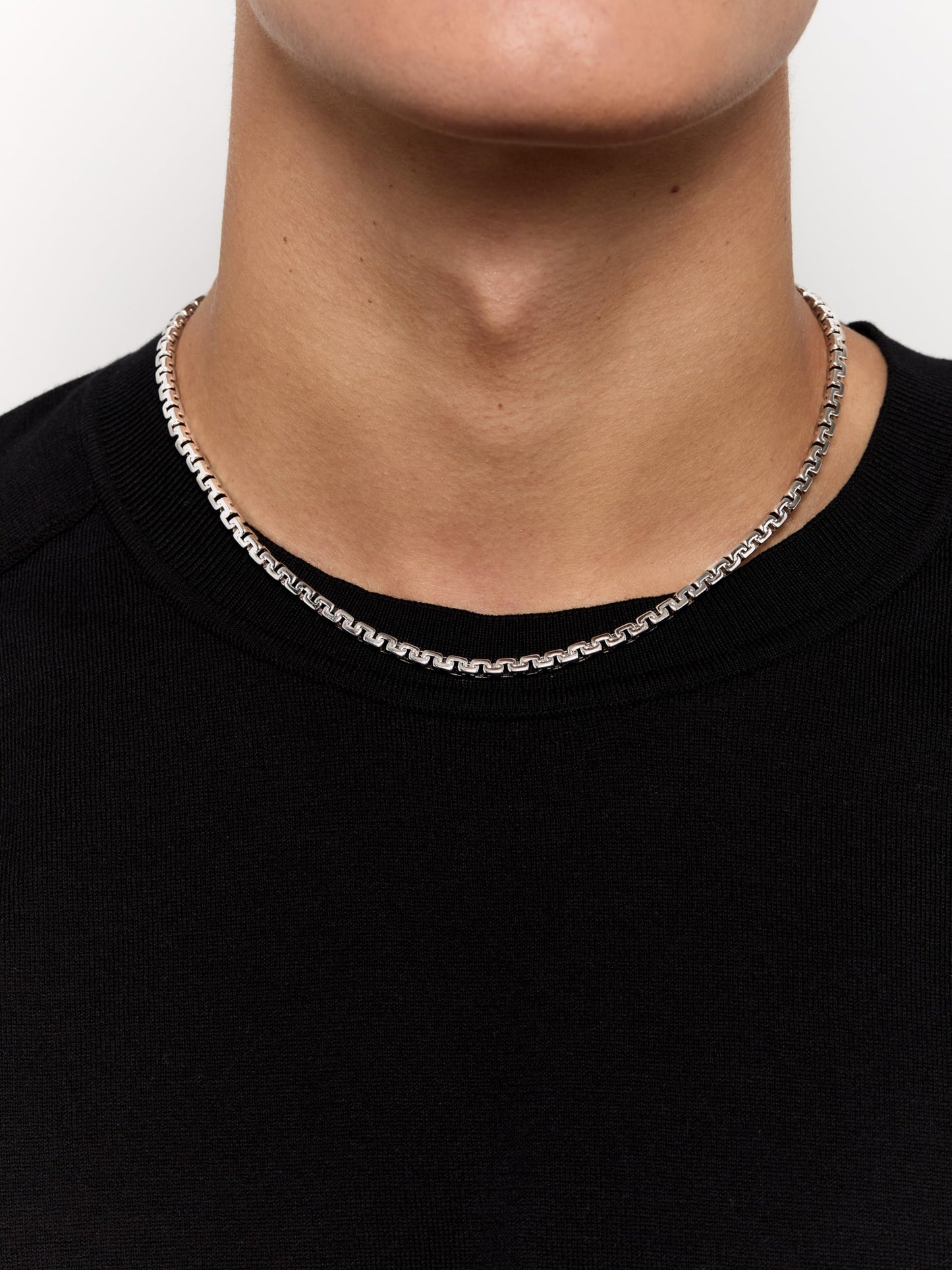 MATEO New York, Square Link Chain Necklace, Silver