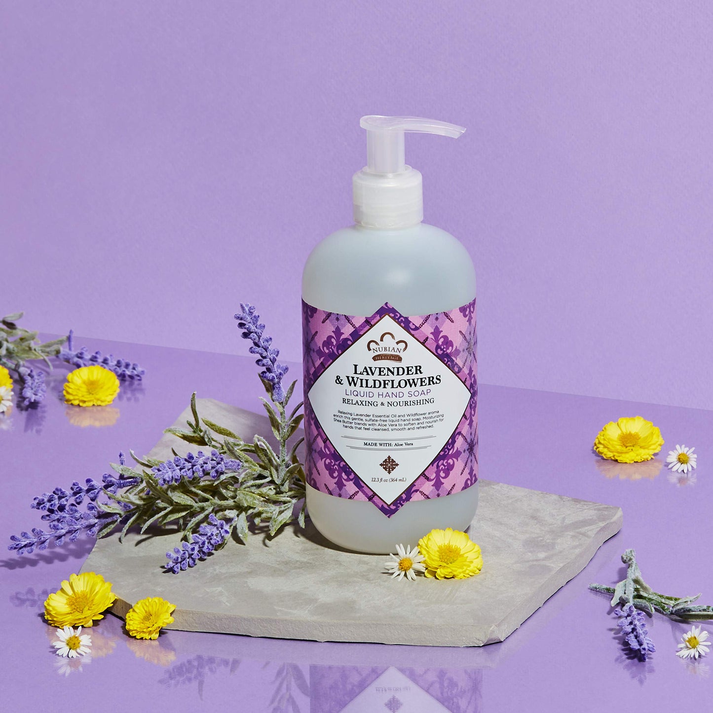 Nubian Heritage Hand Wash To Cleanse & Nourish Lavender & Wildflowers Nourishing Hand Soap 12.3 oz 3 Count