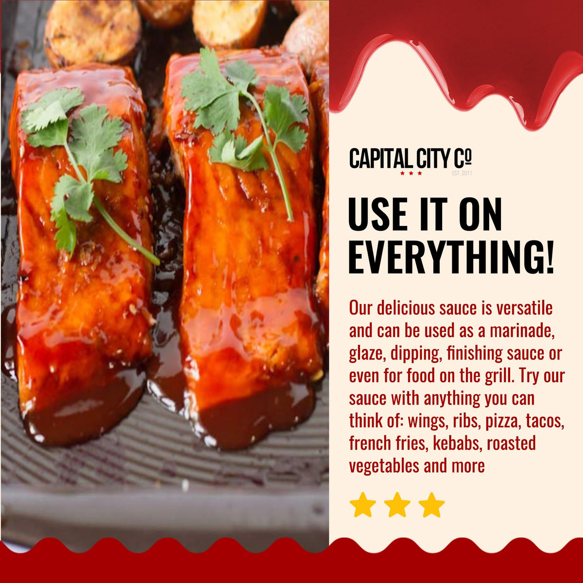 Capital City Mambo Sauce Sweet Hot, Washington DC Wing Sauces, Perfect Condiment for Wings Chicken Pork Beef Seafood Burgers Rice or Noodles, 128oz (1 Gallon) 4 Pack