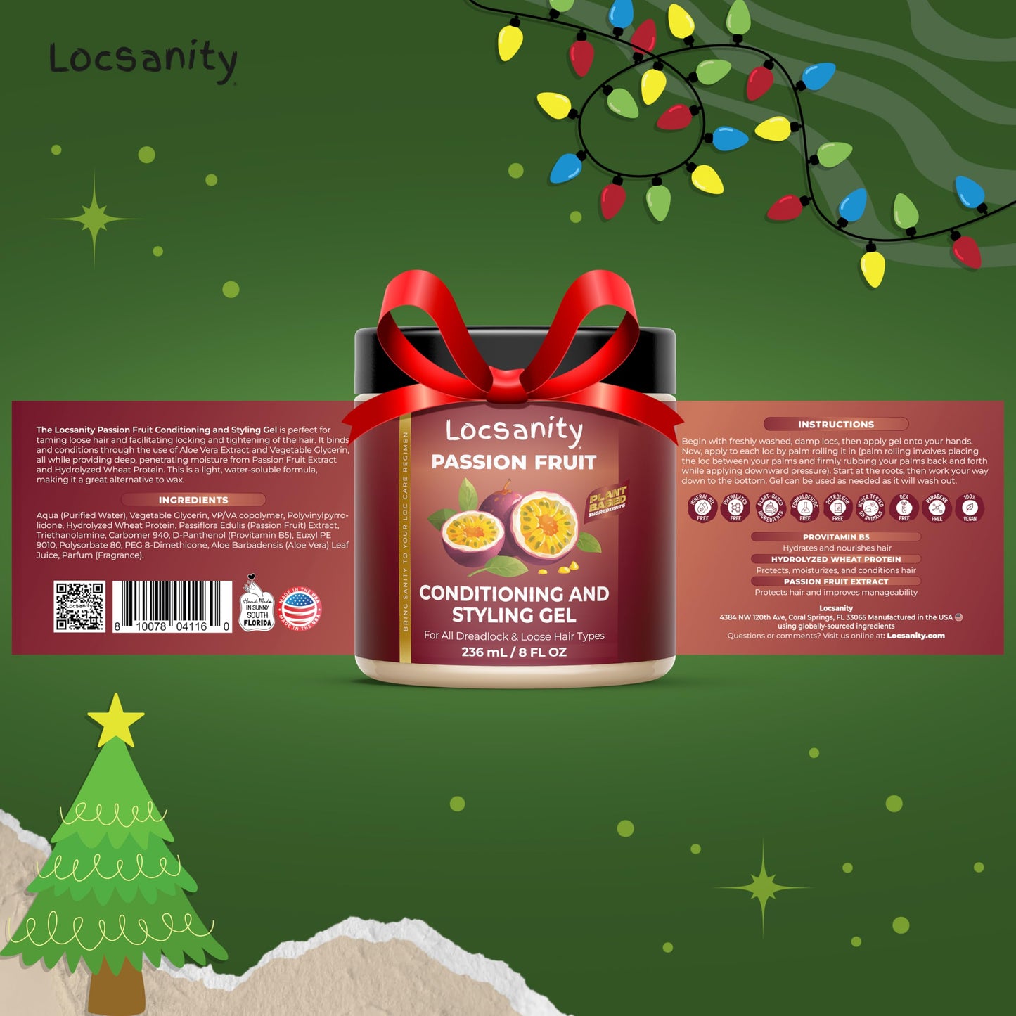 Locsanity Passion Fruit Conditioning and Styling Hair Gel – Braiding Gel for Dreadlocks, Twists and Sisterlocks, Loose Natural Hair, and All Types of Locs