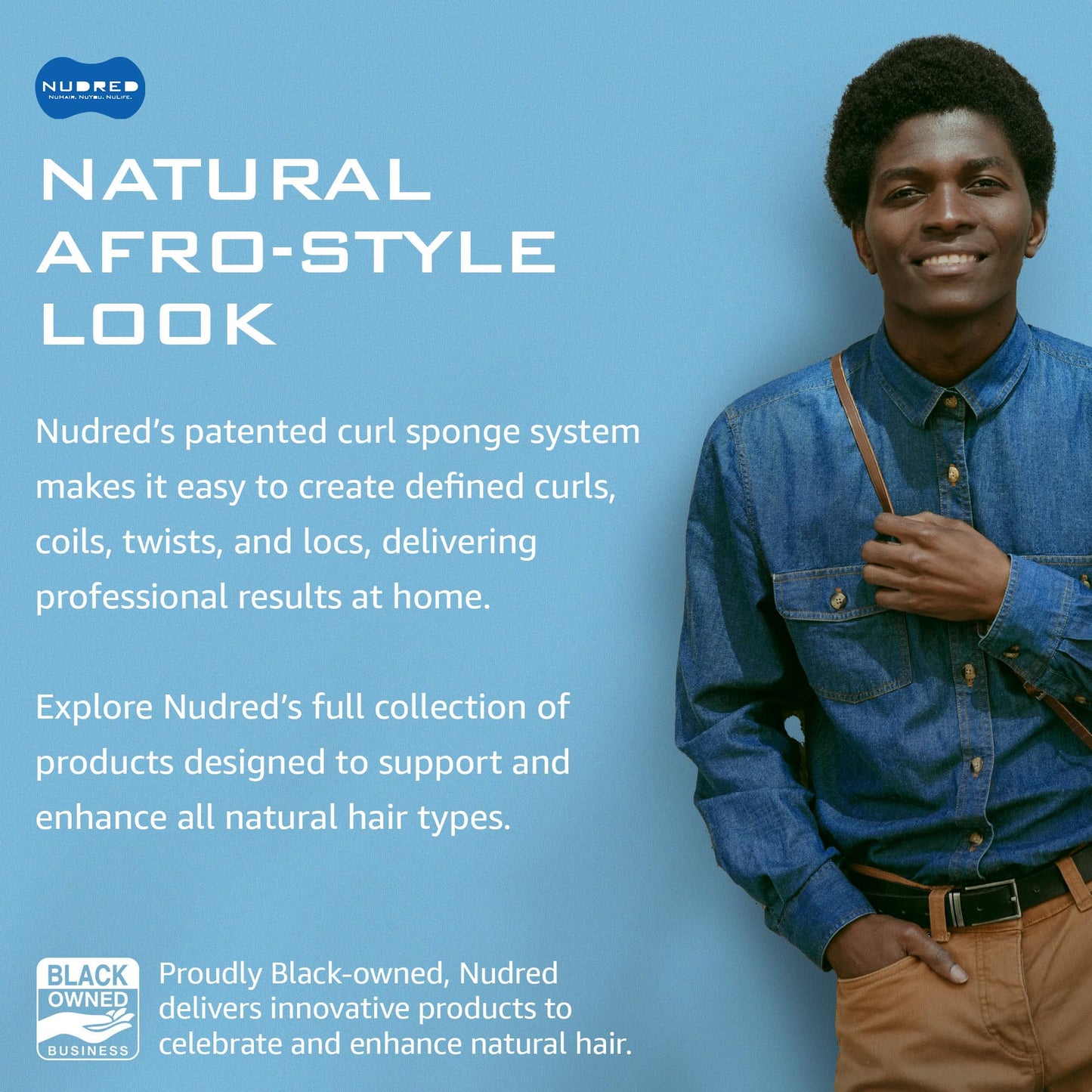 NuDred Hair Sponge for Black Men and Women, Hair Twisting Sponge, Barber Curling Care Tool for Afro, Dreads, Curls, Coils & Twists (Black, Double Sided, Oval, Plastic Handle)