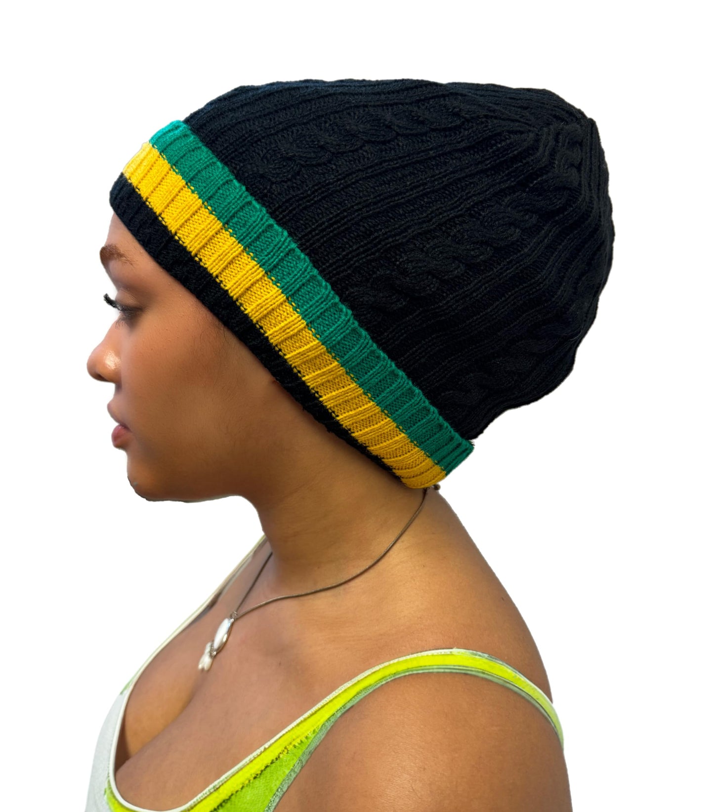 Jamaican Black Green & Gold Beanie Tam Hat Unisex