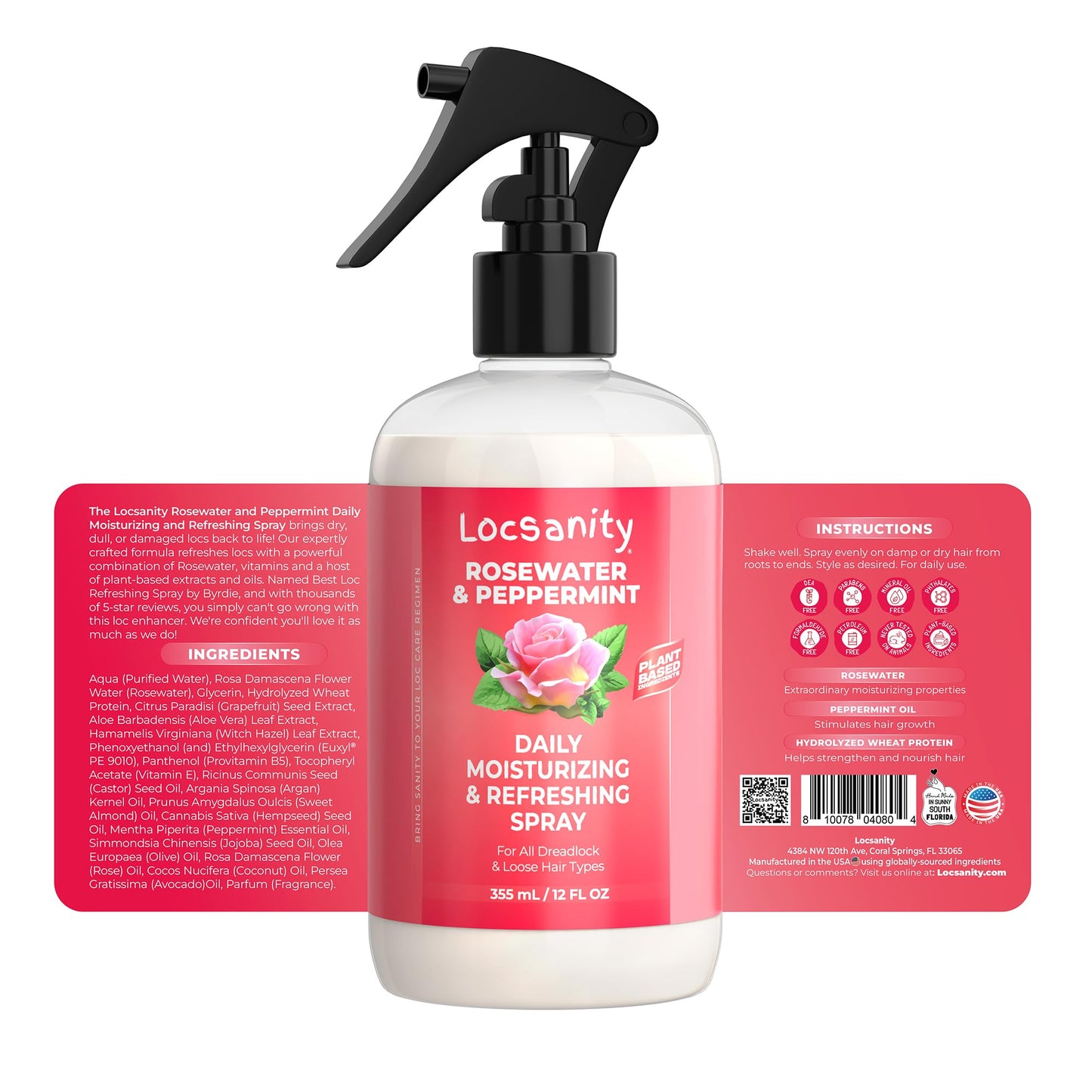 Locsanity Rosewater Peppermint Loccare Bundle Dreadlock, Sisterlocks, Microlocks, Locs Fine Mist