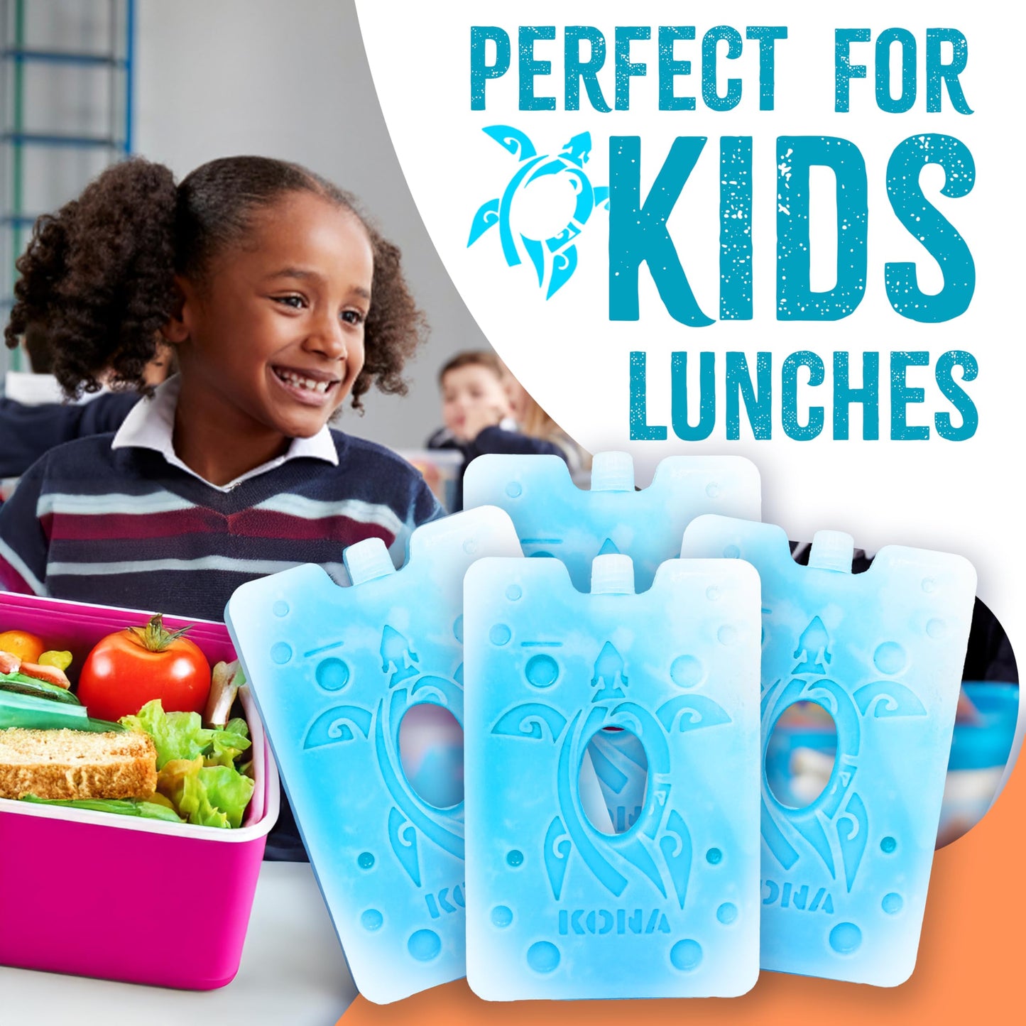 Kona® Lunch Box Ice Packs For Kids – Stays Cold All Day – Reusable Gel Pack For Lunchbox, Lunch Bag, Bento Box (4)