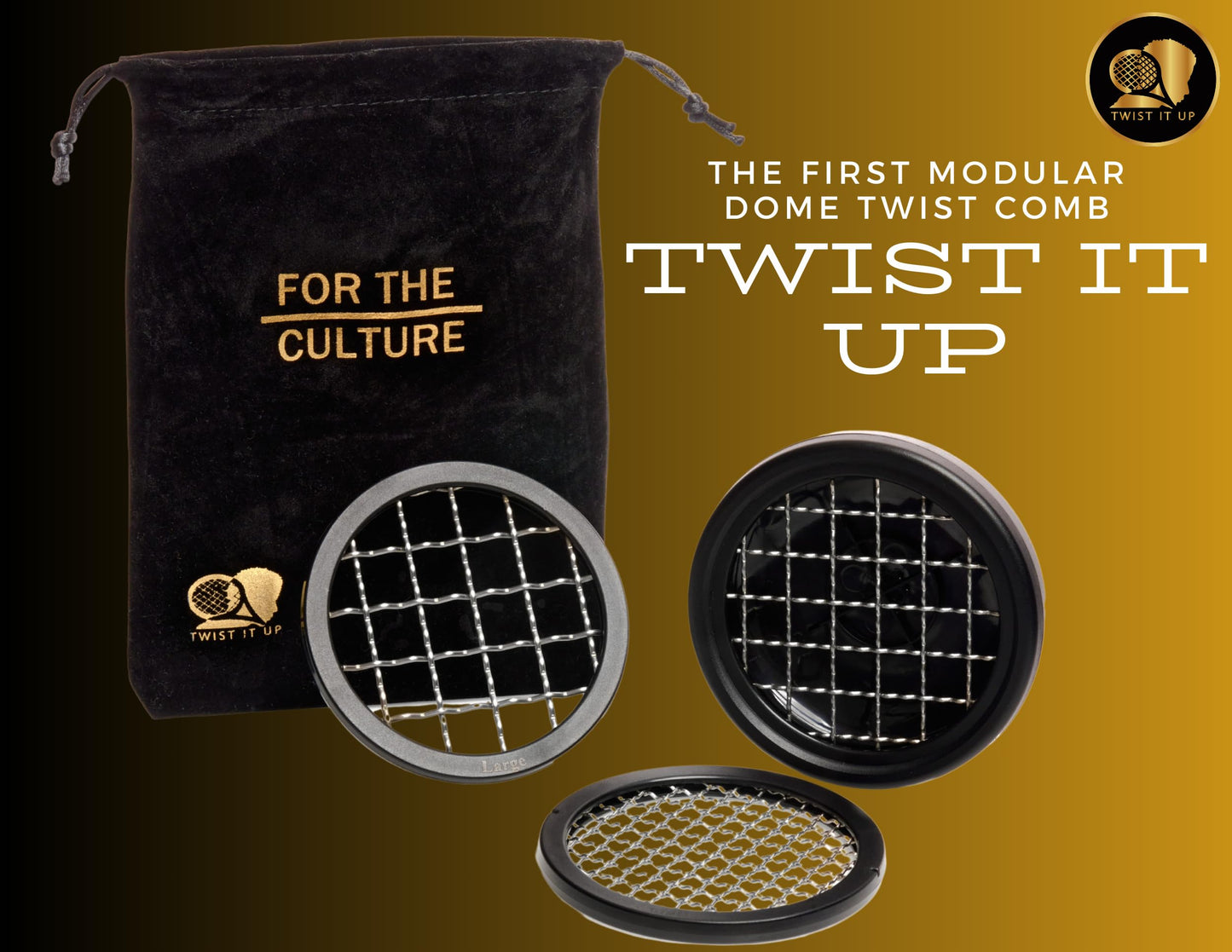 Twist It Up V5 Modular Dome Comb - 3-in-1 Hair Twisting Tool for Black Men's Curls and Hair Sponging - Alternative to Tennis Racket Combs