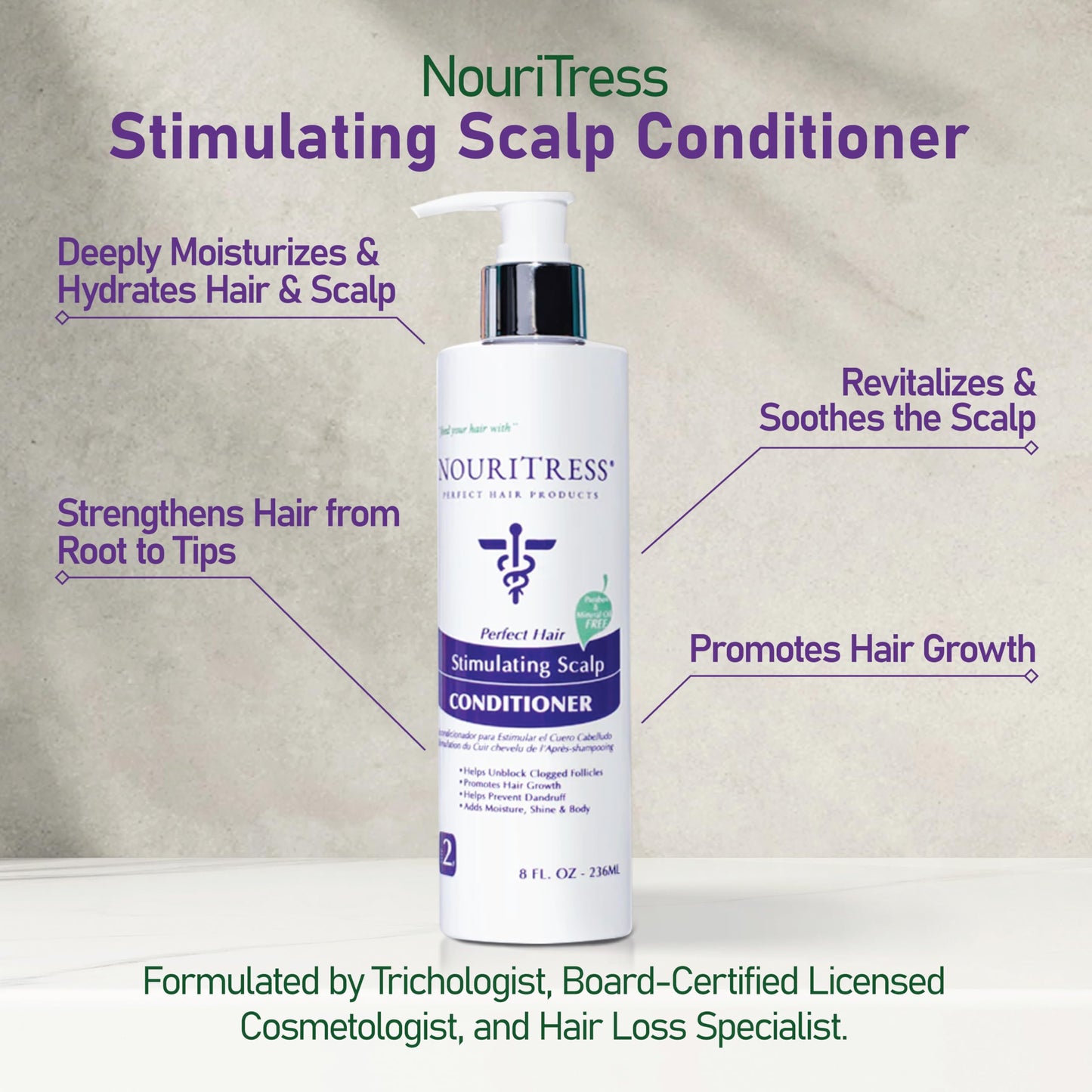 NouriTress Stimulating Scalp Conditioner - Deep Conditioner for Dry Scalp Treatment, Promotes Hair Growth, Nourishes & Strengthens Hair with Peppermint & Argan Oil, Reduces Split Ends & Breakage - 8oz