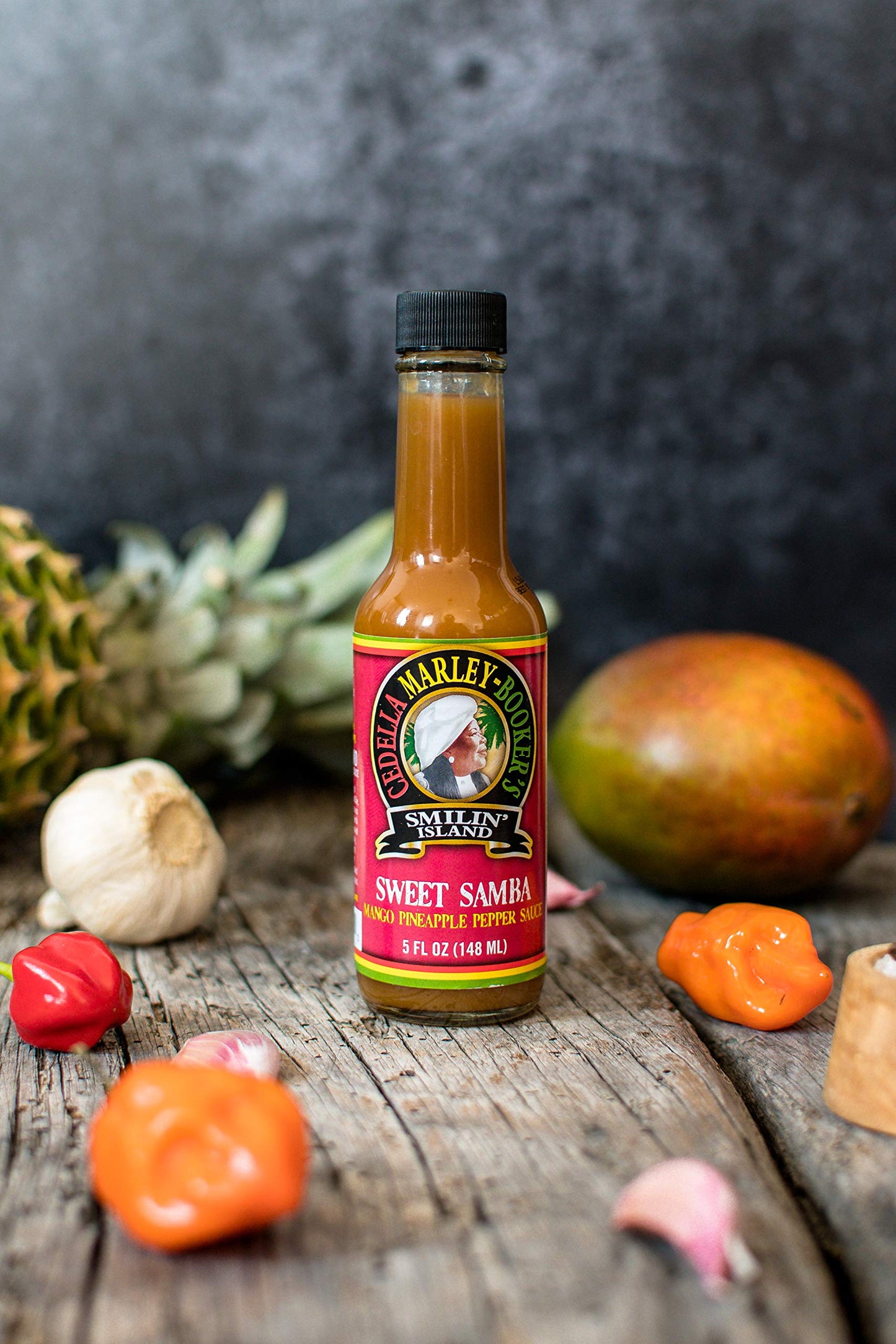 Sweet Samba Mango Pineapple Hot Sauce by Cedella Marley Booker's Smilin Island Foods - Sweet & Mild 1 Bottle 5-Ounces