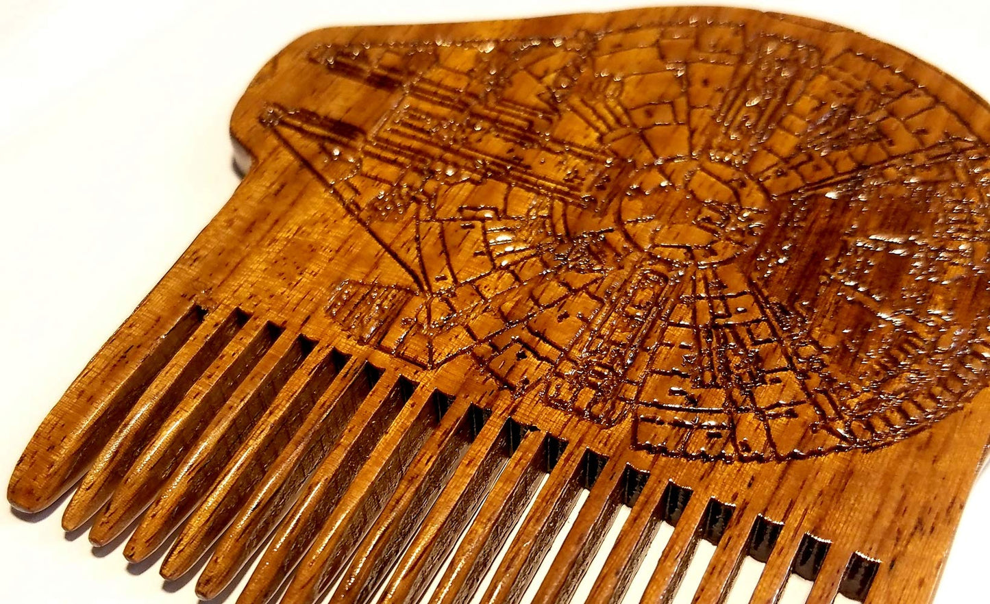 BEARD GAINS Millennium Falcon Wide Tooth Wooden Beard Comb | Facial Hairs Shaping Tool for Style and Grooming | MADE IN USA