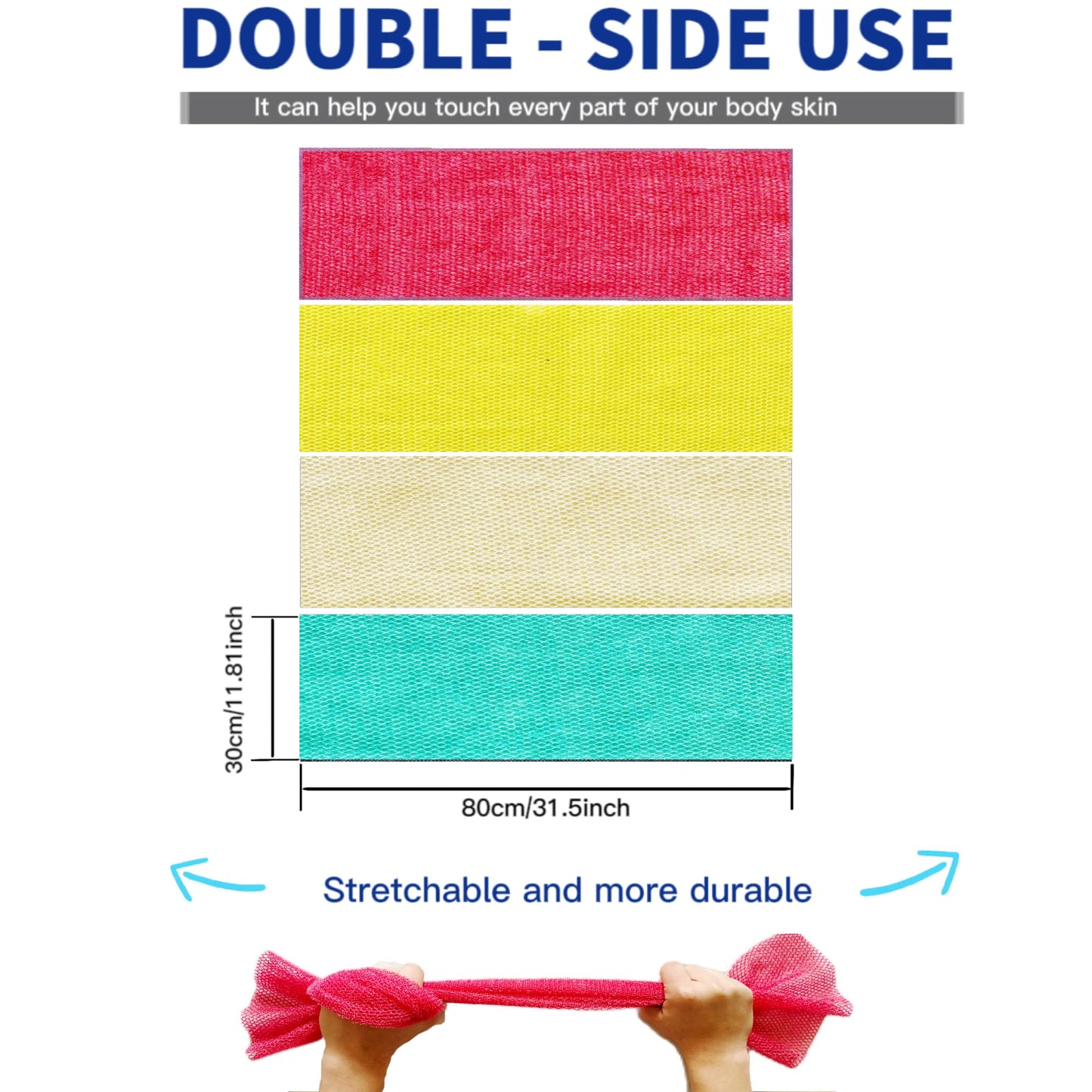 African Exfoliating Net, African Net Sponge, Nylon African Bathing Sponge Net, African Net Long Net Bath Sponge Shower Body Scrubber Back Scrubber Skin Smoother (Pink,Yellow,white,Light blue)