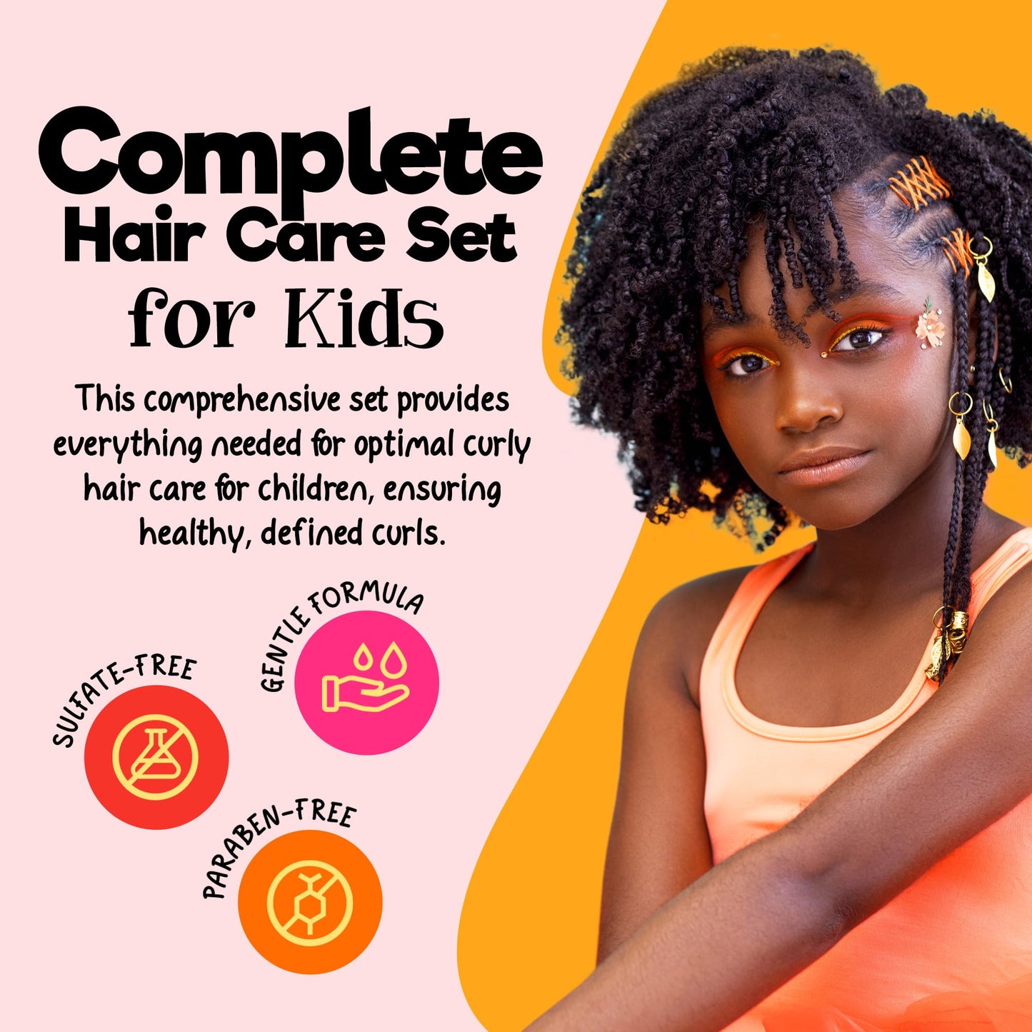CurlyKids Creamy Defining Lotion Bundle for Kids - Complete Hair Care Set with Detangle Shampoo, Detangle Spray, Curl Lotion, & Custard - Gentle & Moisturizing Formula for Curly, Kinky, & Frizzy Hair