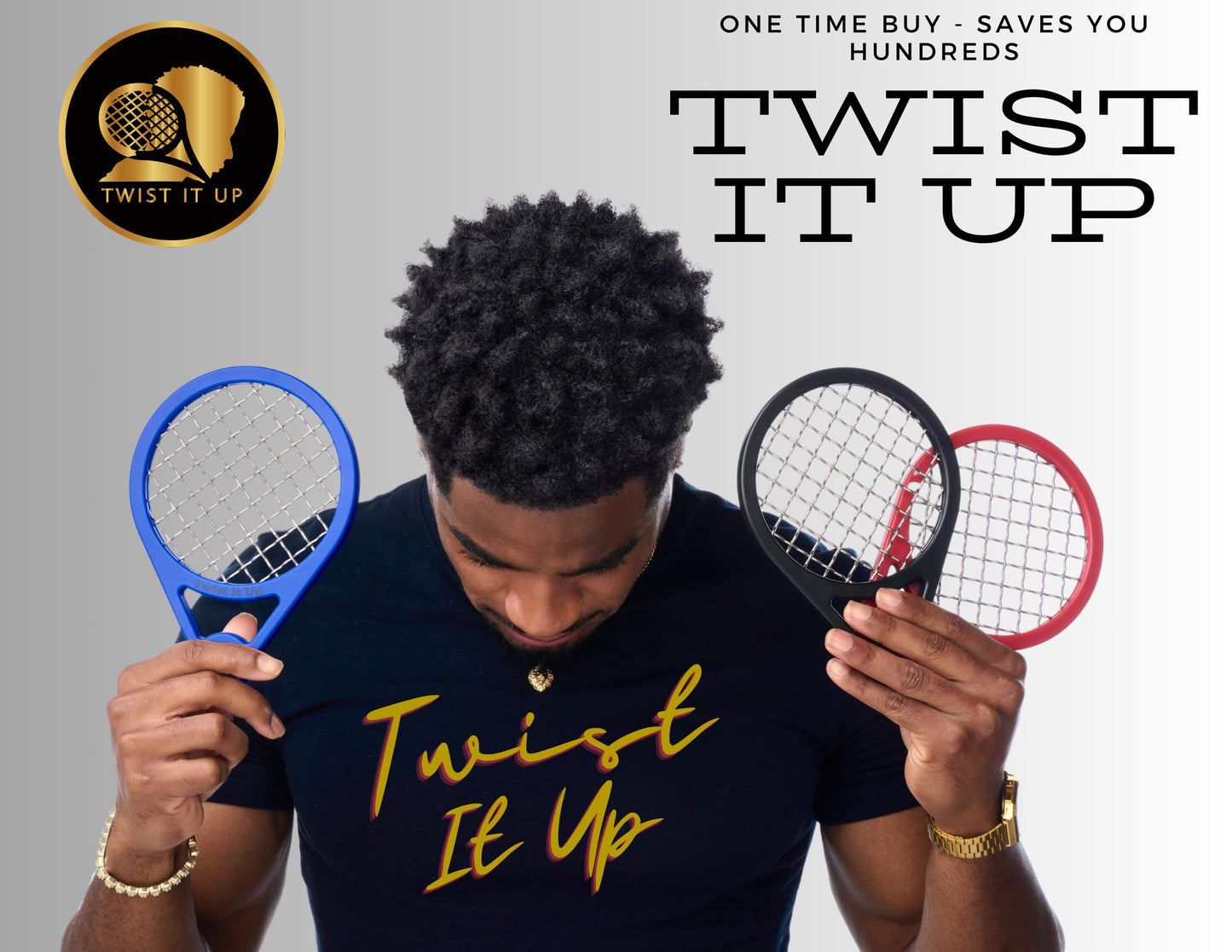 Twist Up Comb (Red Desires) - Alternative to Hair Sponges, Creates Curls and Twists for Black Men, Tennis Racket Design