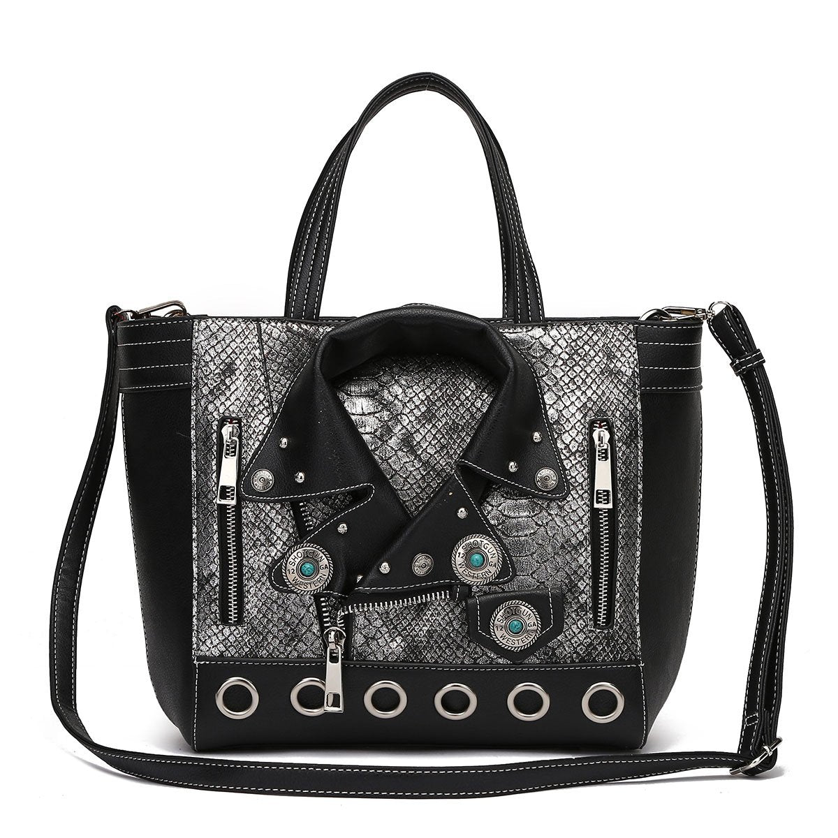 2Chique Boutique Women's Python Motorcycle Jacket Tote