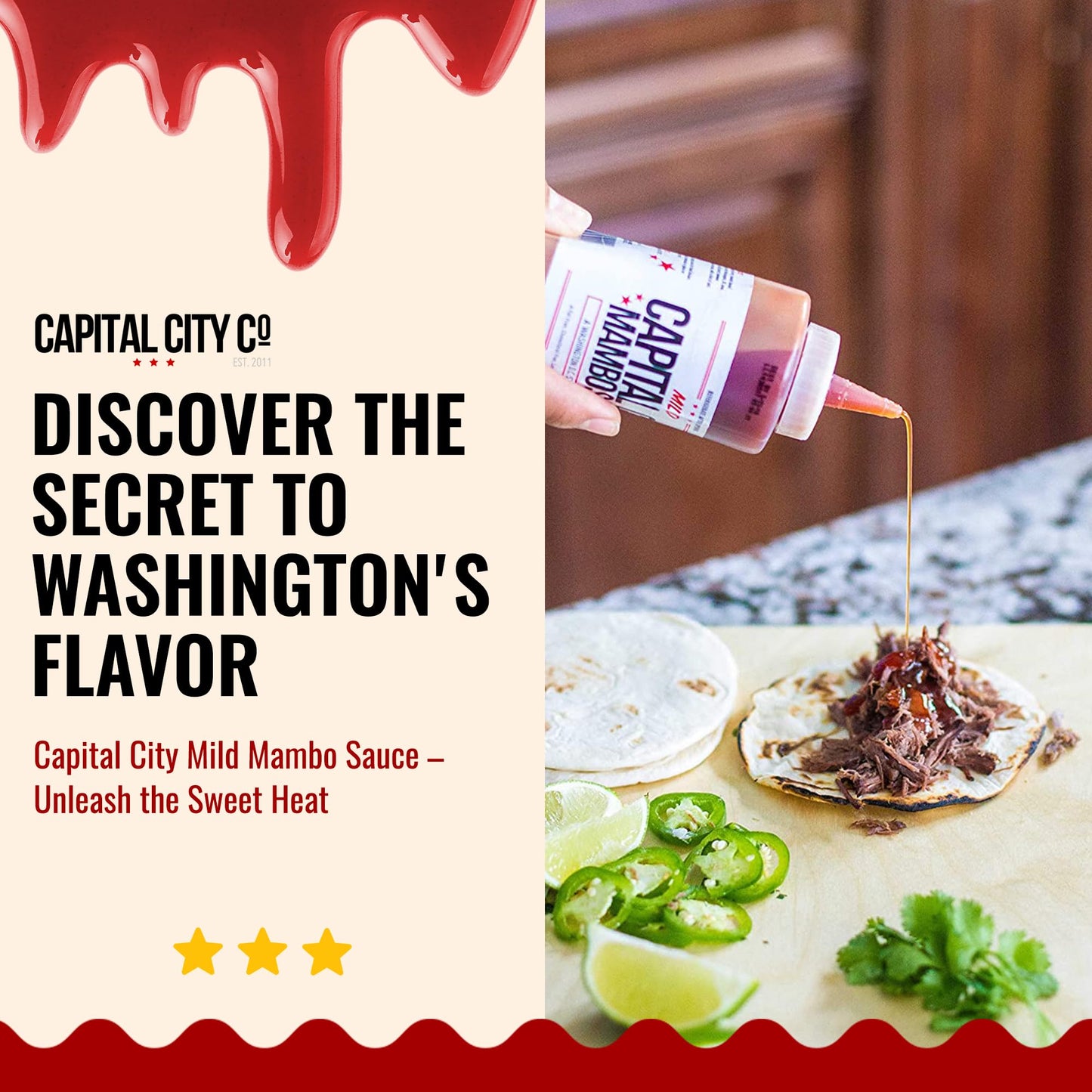 Capital City Mambo Sauce Mild, Washington DC Wing Sauces, Perfect Condiment for Wings Chicken Pork Beef Seafood Burgers Rice or Noodles, 12oz (12 Pack)