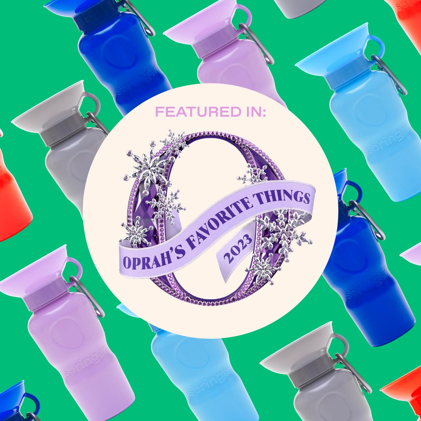 Springer Dog Water Bottle | Portable Travel Water Bottle Dispenser for Dogs | Dog Gift Seen on Oprah's Favorite Things, Shark Tank | Leak-Proof Bottles Fill Bowl with Water | BPA-Free 22oz Sky Blue