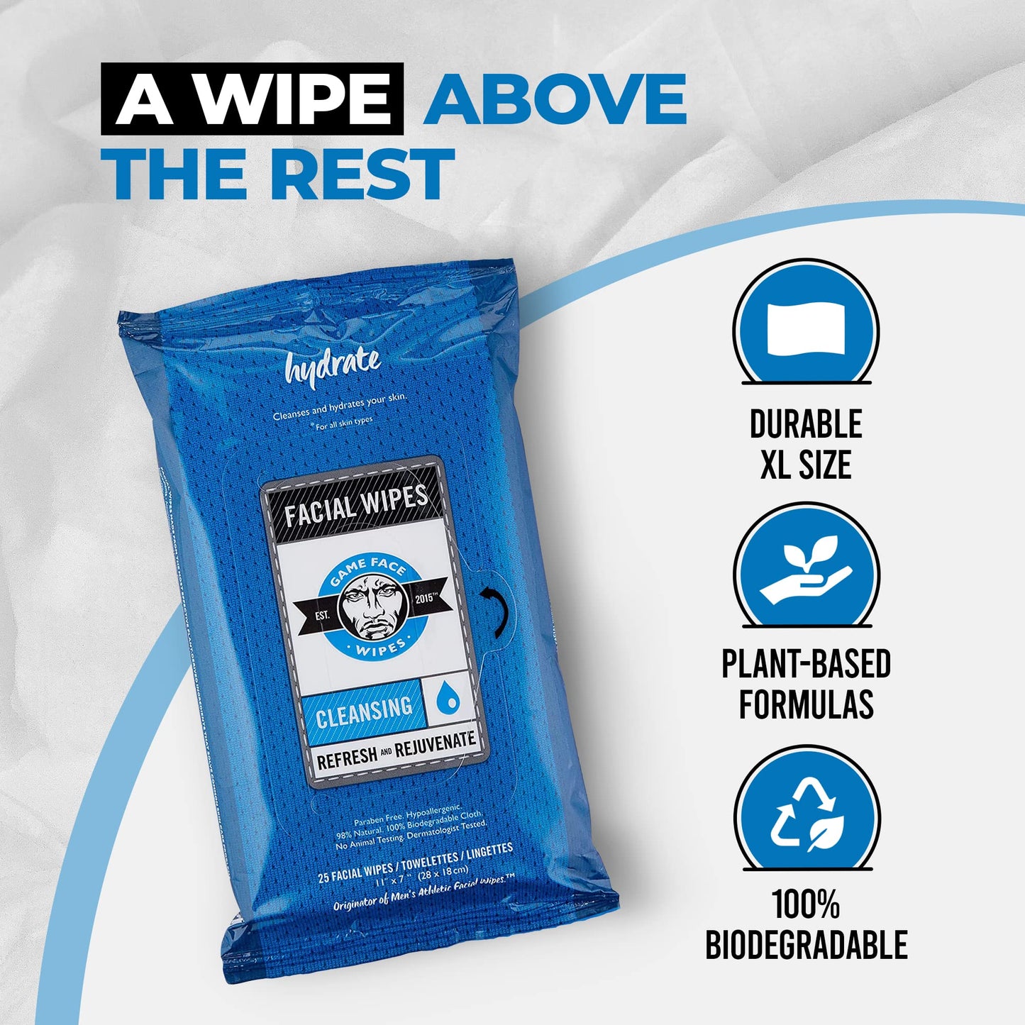 Game Face On-The-Go & Travel Wipe Bundle - XL Face Cleansing Wipes & Sneaker Cleaning Wipes