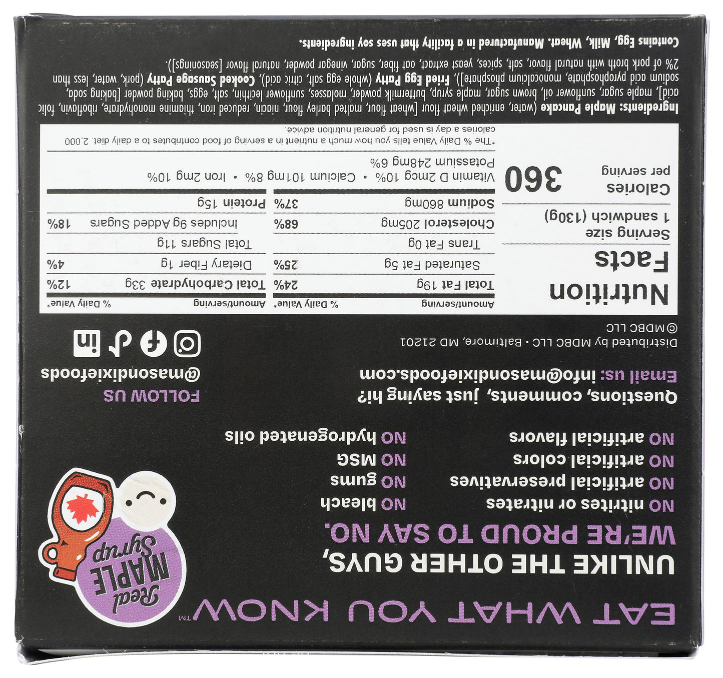 MASON DIXIE BISCUIT CO Sweet Maple Pancake Sandwich with Sausage & Egg, 4.6 OZ