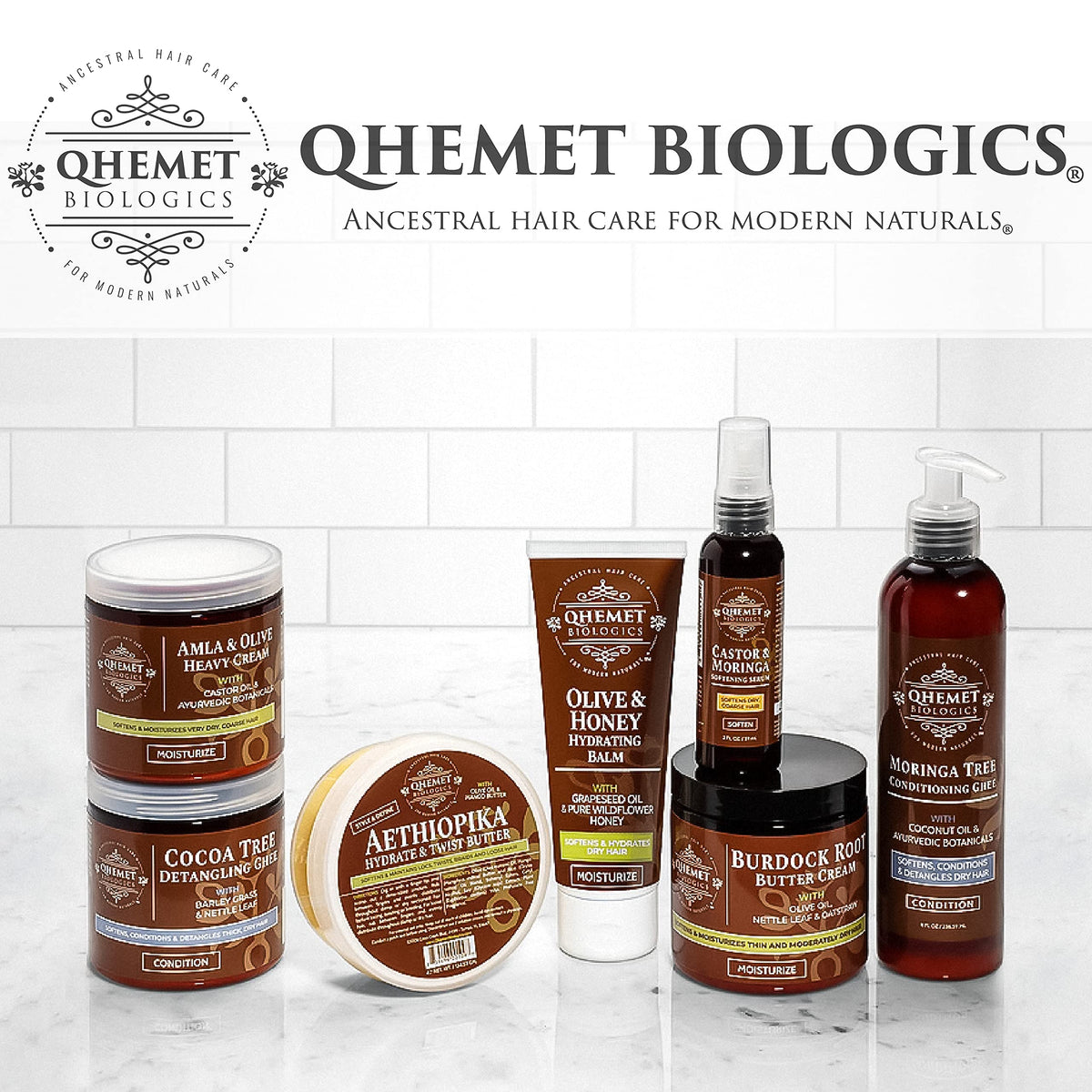 Qhemet Biologics Aethiopika Hydrate & Twist Butter - Frizz-Free Styling Butter Adds Flexible Definition to High & Low Porosity Hair - Smooth Edges, Soften & Flatten Locs, Twists & Braids (4.7 oz)