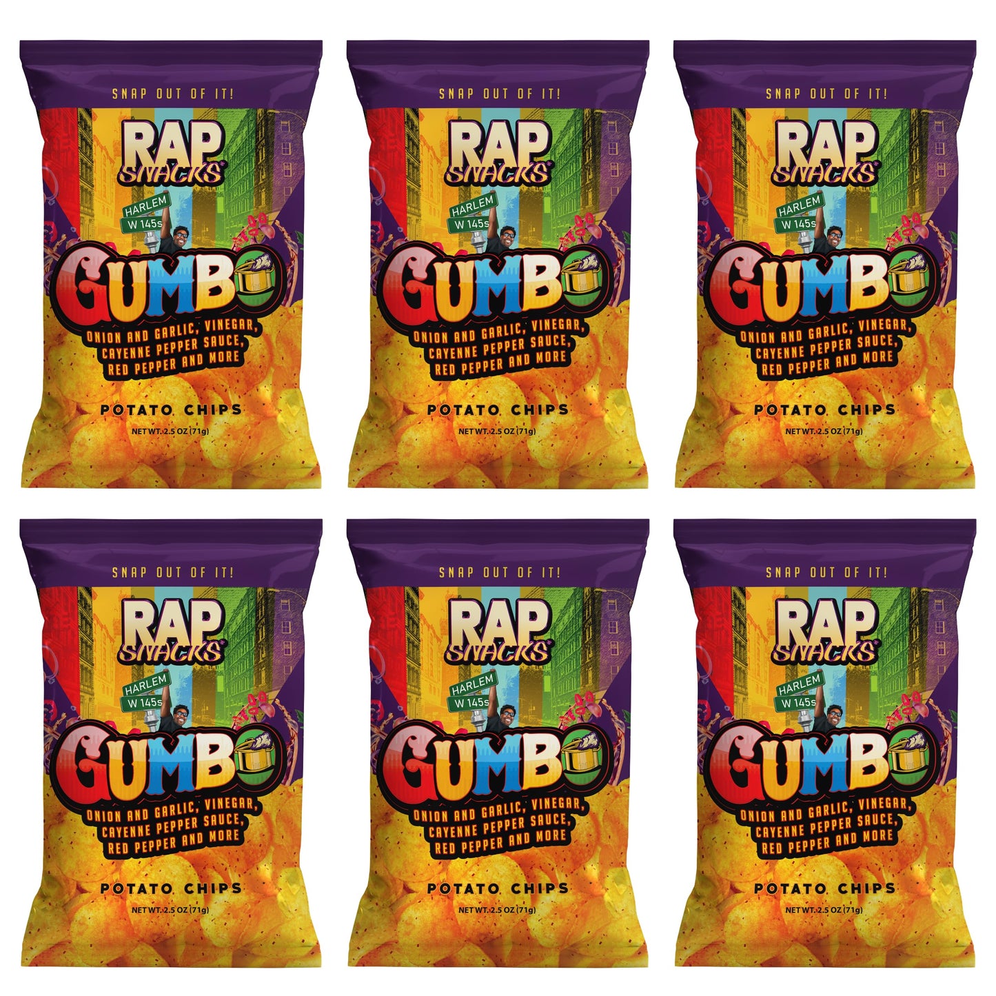 Rap Snacks Gumbo Potato Chips 2.5 Oz Bags - Pack of 6