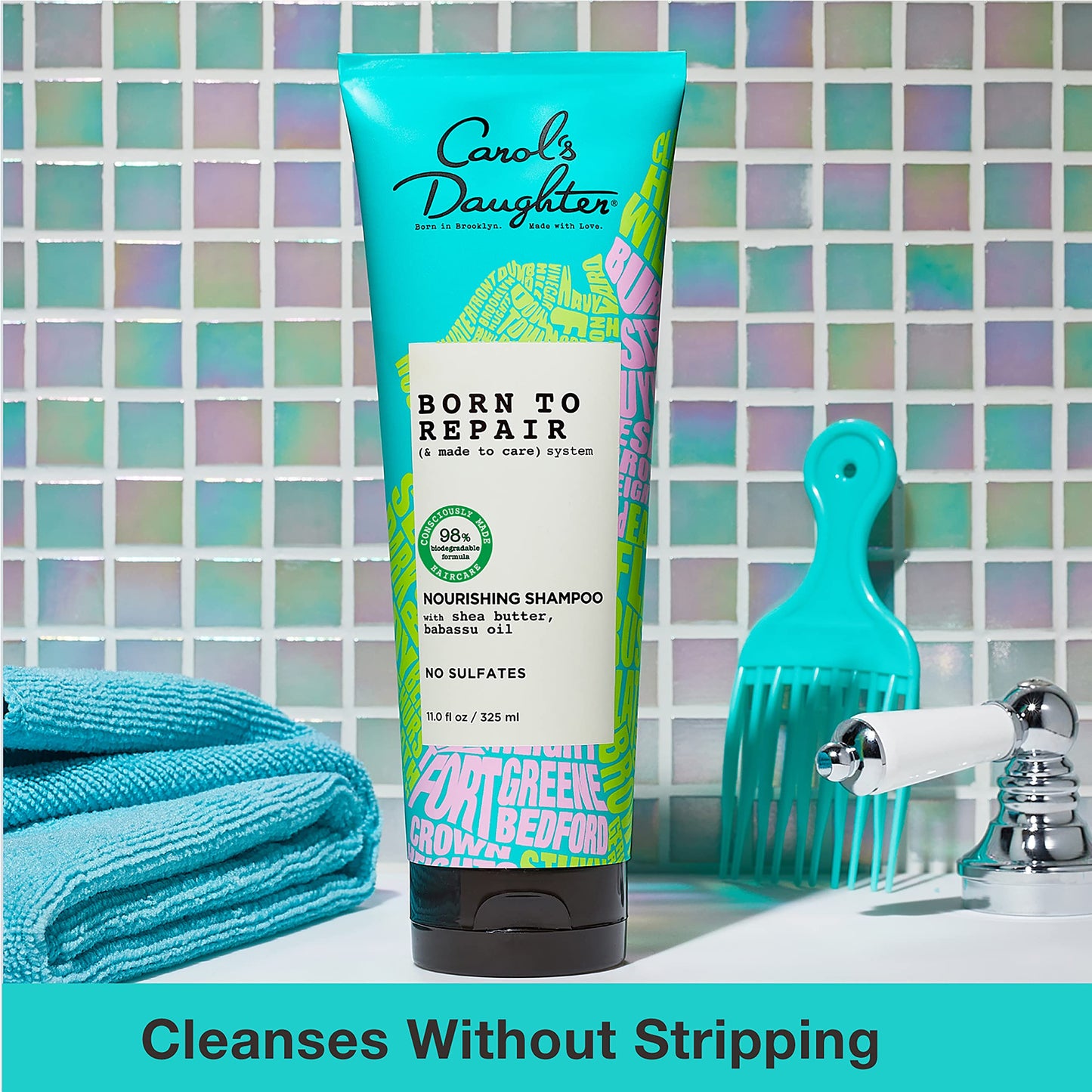 Carol's Daughter Born to Repair Hair Care Set - Sulfate Free Shampoo, Nourishing Conditioner, and Defining Leave In Cream Kit (3 Products) Made with Shea Butter