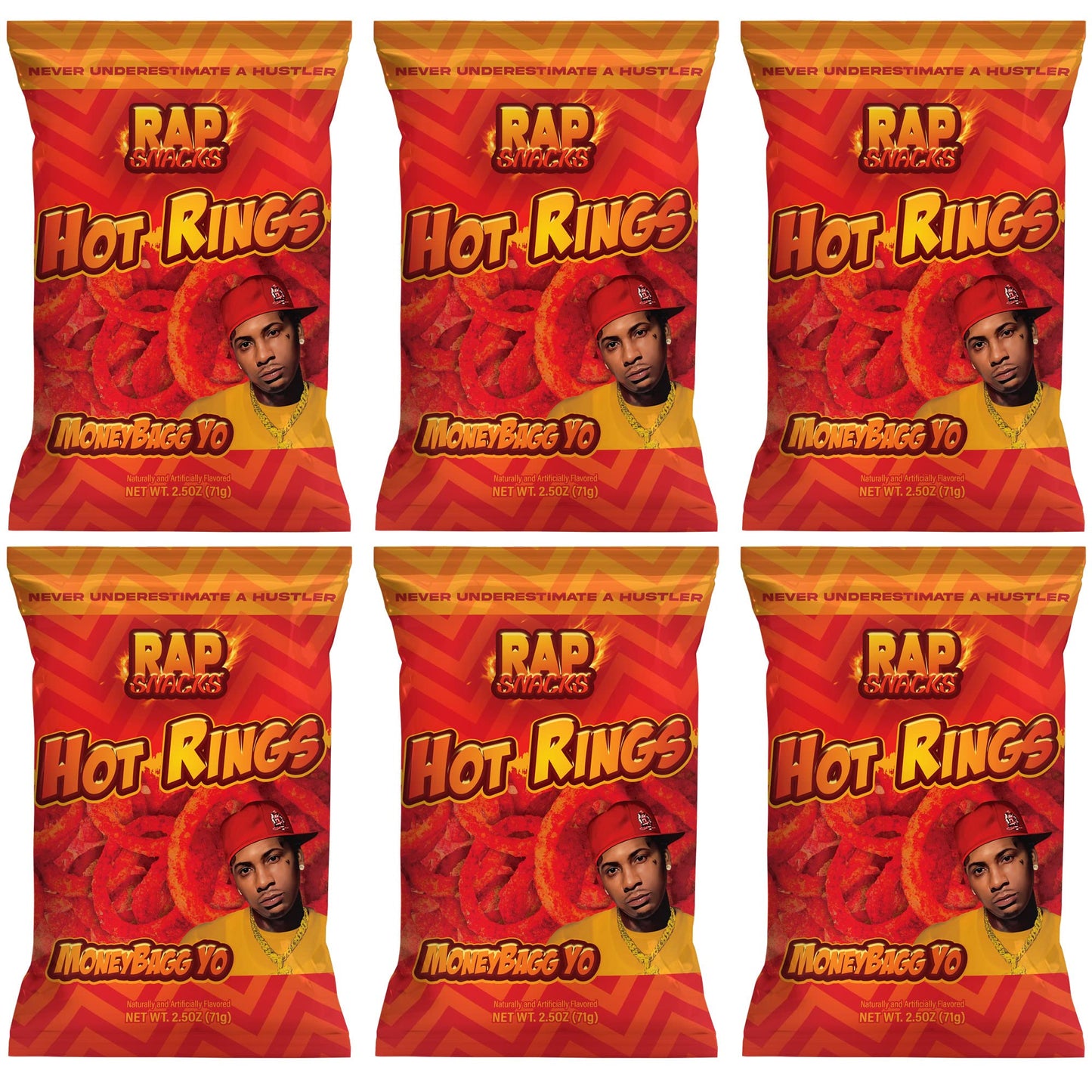 Rap Snacks Moneybagg Yo Hot Rings 2.5 Oz Bags - Pack of 6