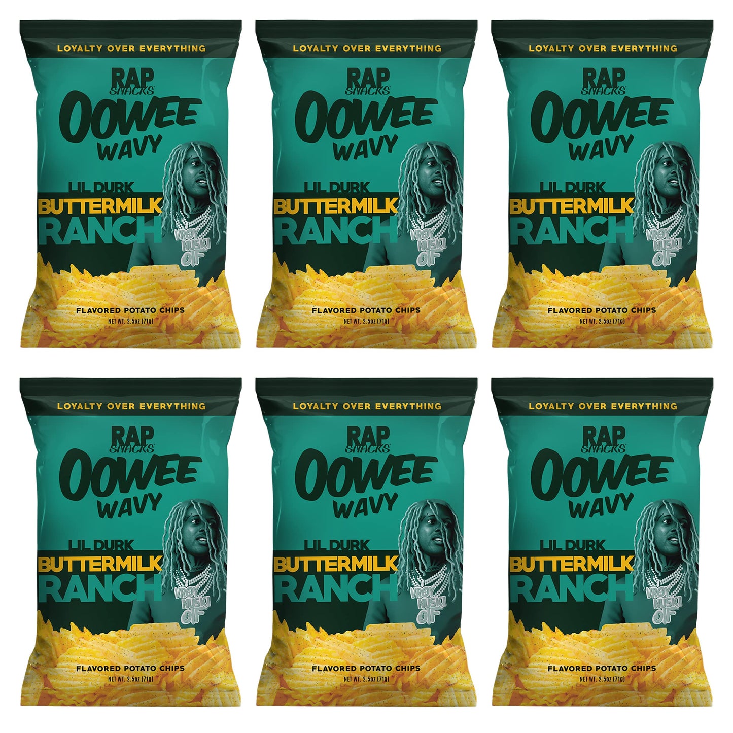 Rap Snacks Lil Durk Buttermilk Ranch Potato Chips 2.5 Oz Bags-Pack of 6