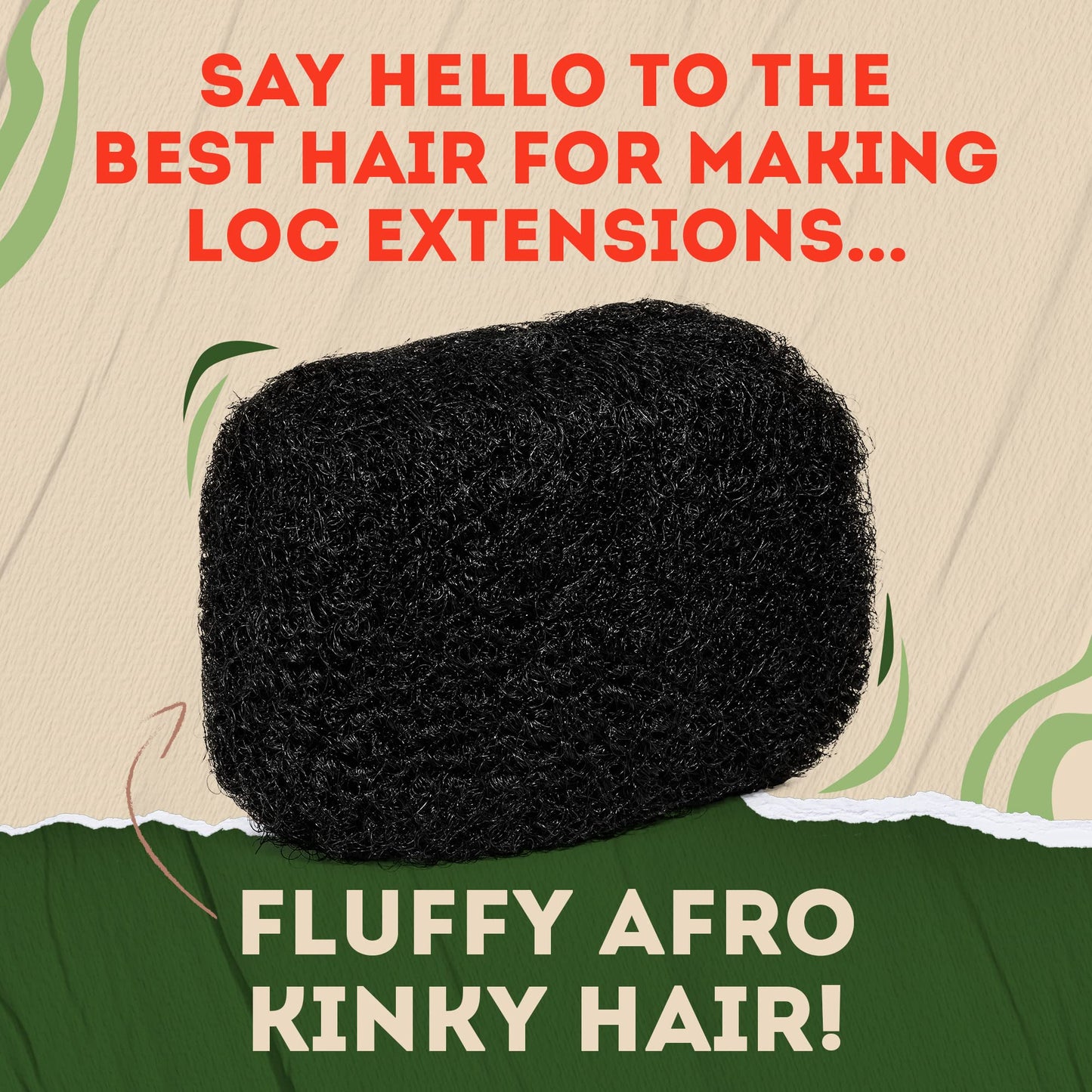 Locsanity Afro Kinky 100% Bulk Natural Human Hair - Braiding Hair for Dreadlocks, Loc Repair, Dreadlock Extensions, Twists, Braids - 8 Inches Long, 1 Oz #1B