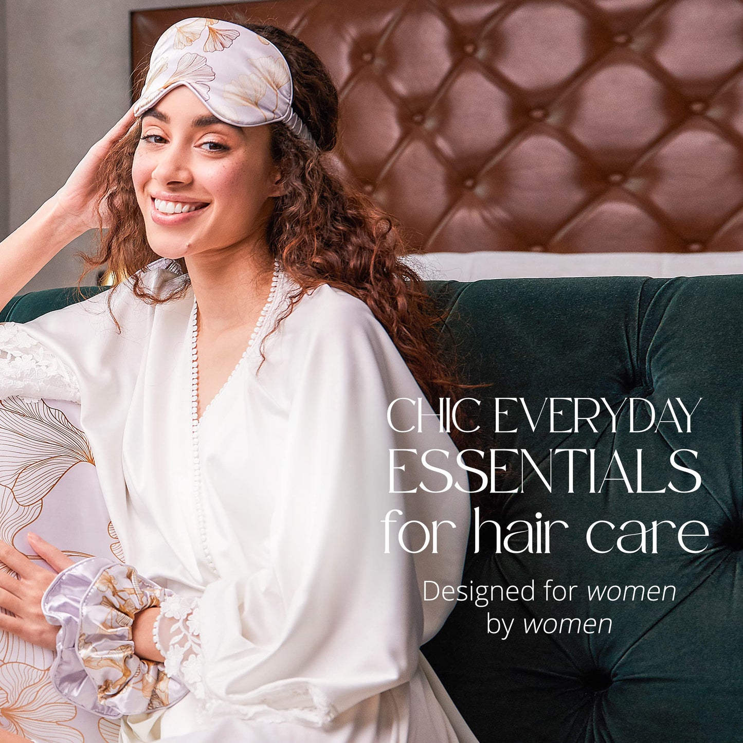 Grace & Company Silky Satin Scrunchies for Women - Premium Satin Silk Scrunchies, No-Crease Hair Ties for Curly, Thick or Fine Hair - 2pk Oeko-Tex Certified Satin Scrunchies - Serafina