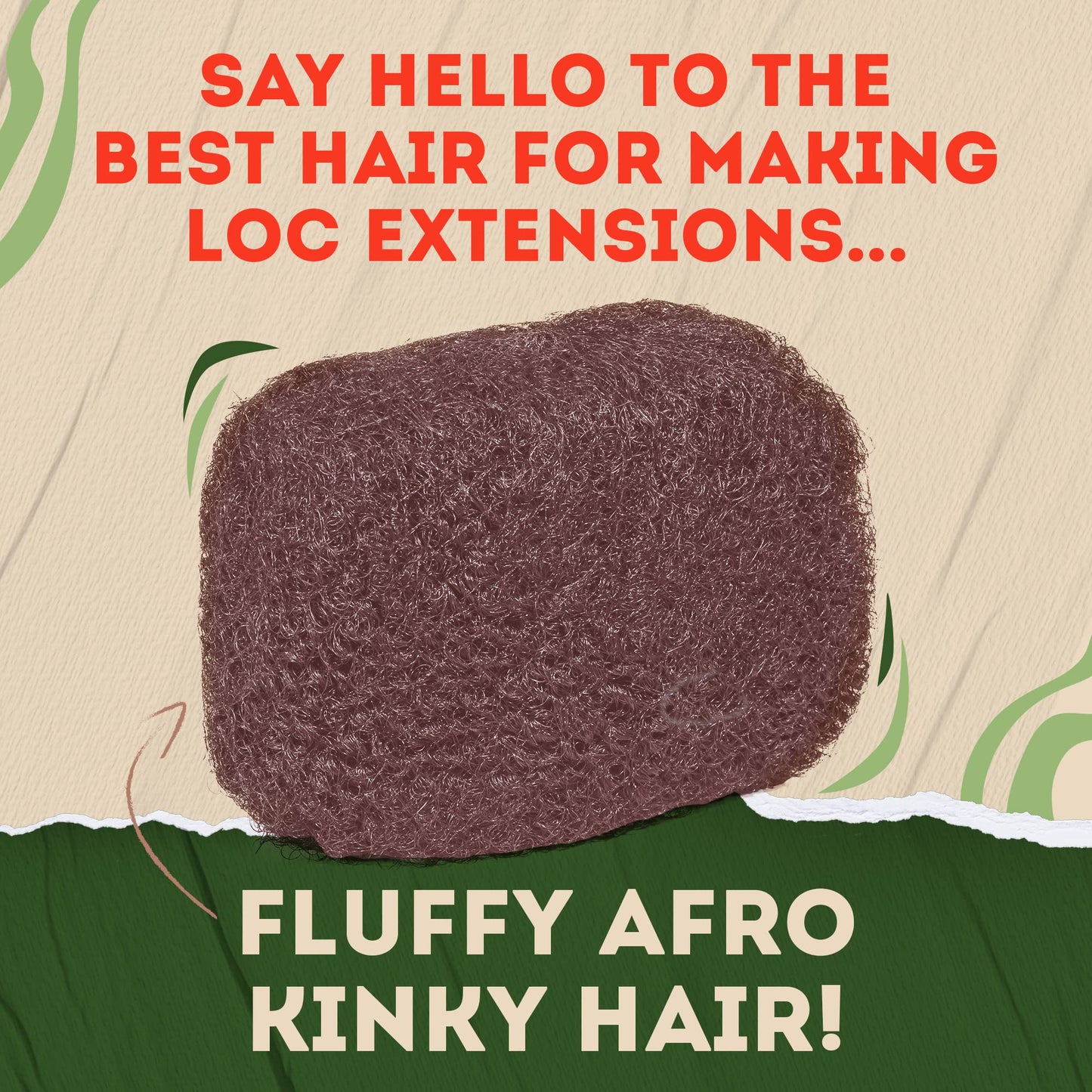 Locsanity Afro Kinky 100% Bulk Natural Human Hair - Braiding Hair for Dreadlocks, Loc Repair, Dreadlock Extensions, Twists, Braids - 8 Inches Long, 1 Oz 32 - Deep Auburn