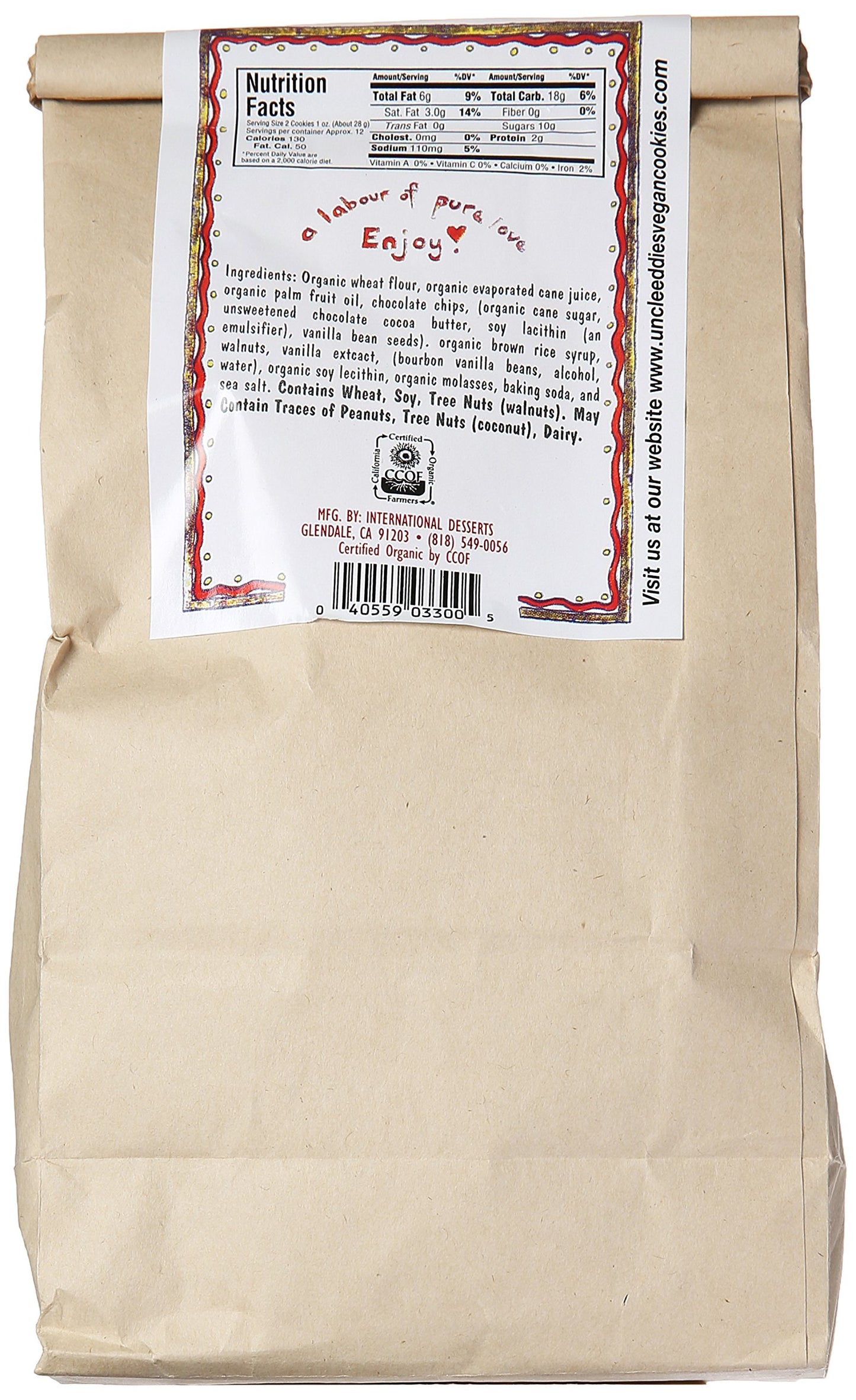 Uncle Eddies Cookes, Cookies Chocolate Chip Walnut, 12 Ounce