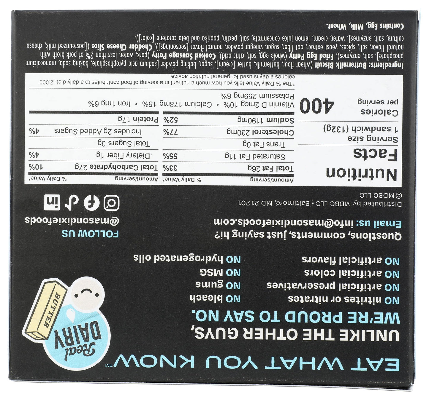 MASON DIXIE BISCUIT CO Buttermilk Biscuit Sandwich with Sausage, Egg & Cheese, 4.6 OZ