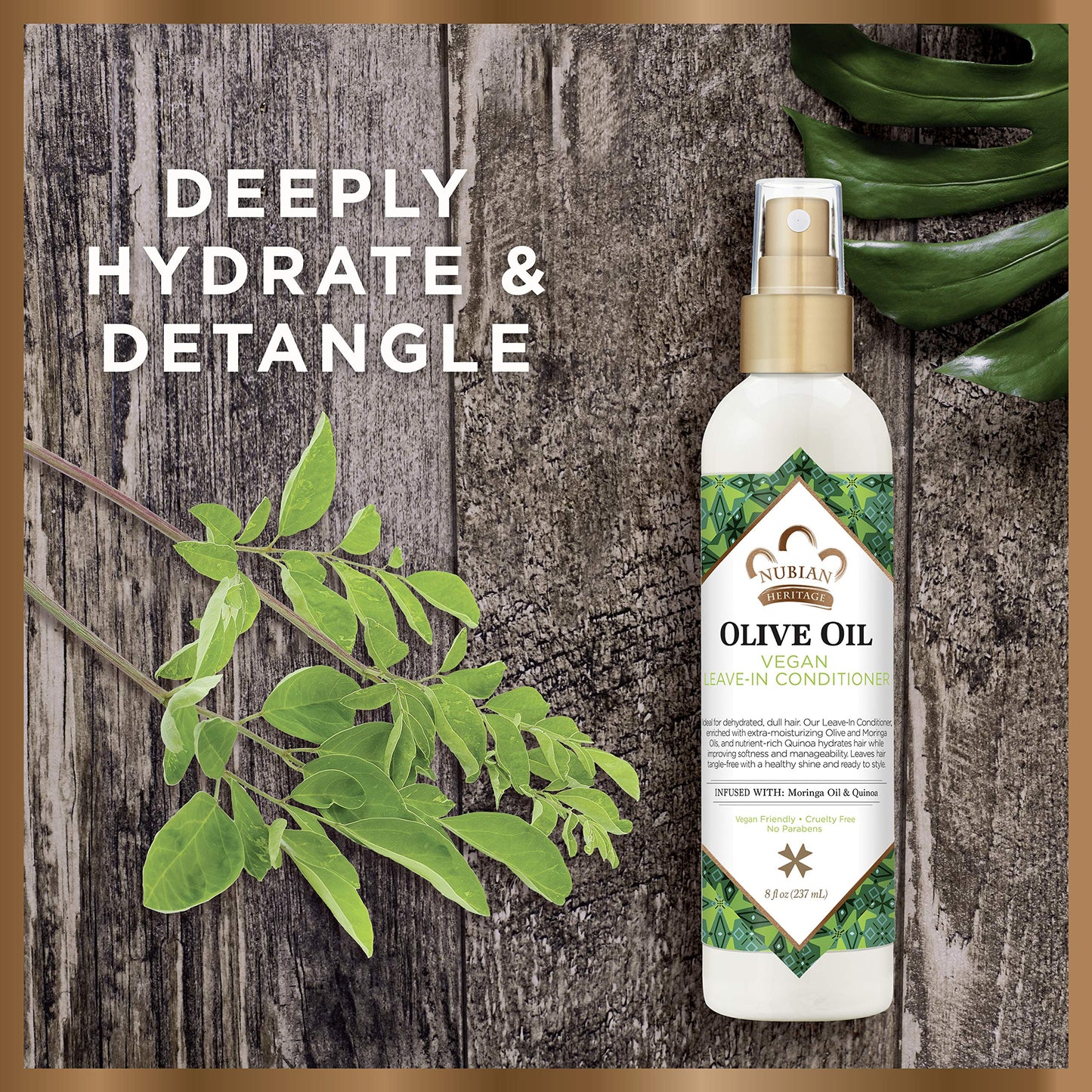 Nubian Heritage Leave In Conditioner for Dry Hair, Olive Oil Leave-in Conditioner That Nourishes for Healthy and Hydrated Hair, 8 Fl Oz (Pack of 1)