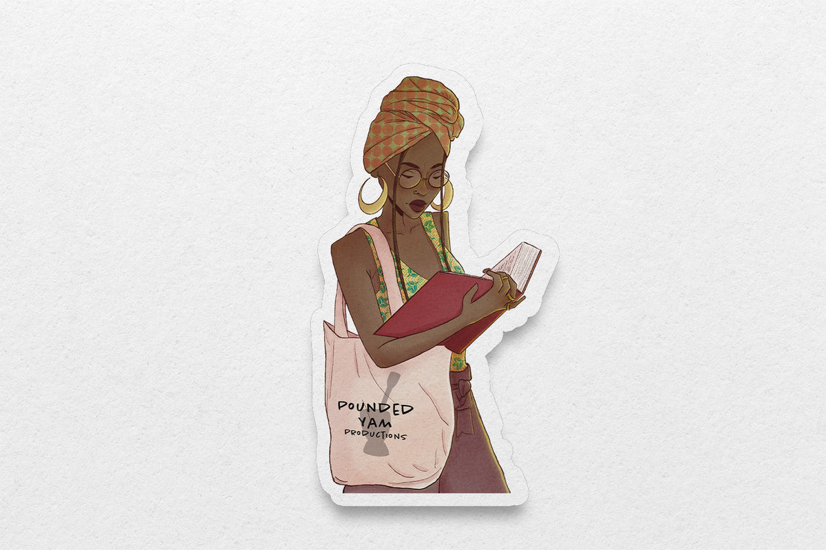 Black Girl Reading Waterproof Vinyl Sticker