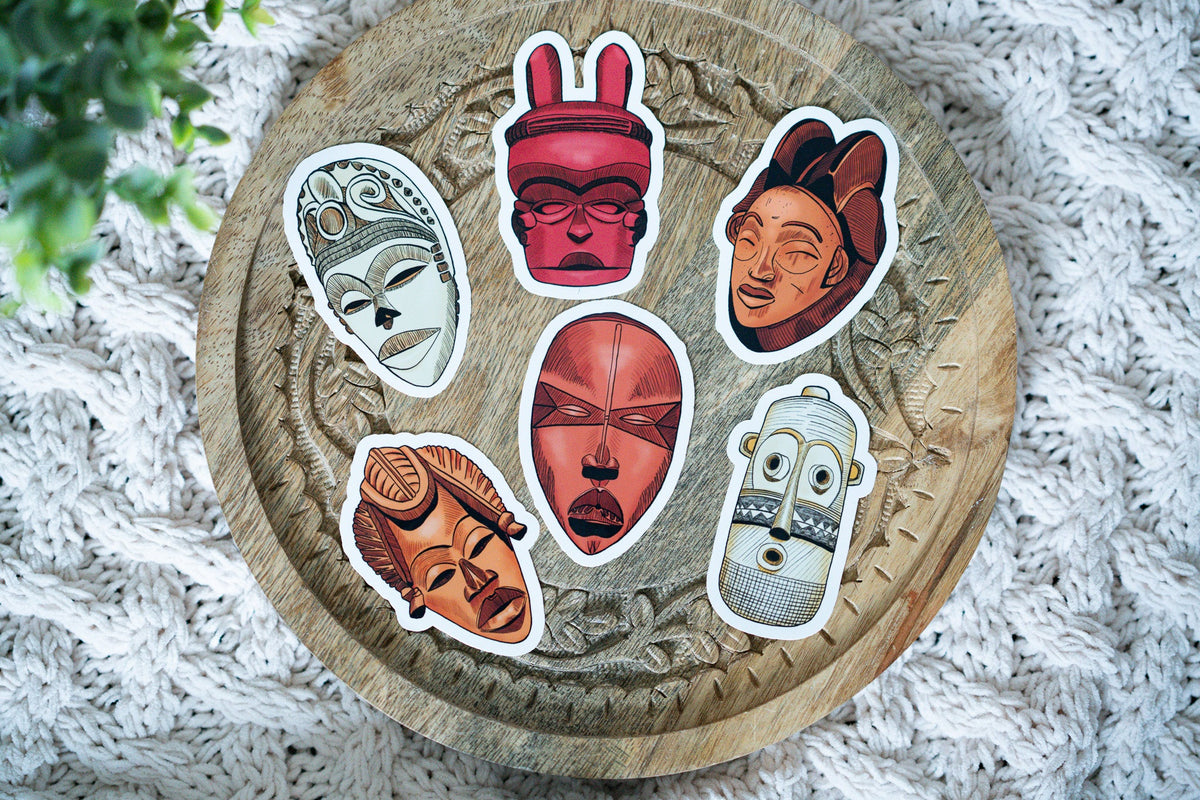 African Masks Stickers - Punu