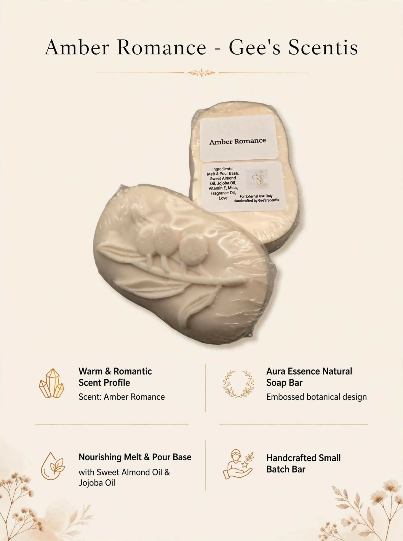 Amber Romance Aura Essence Mid size soap bar