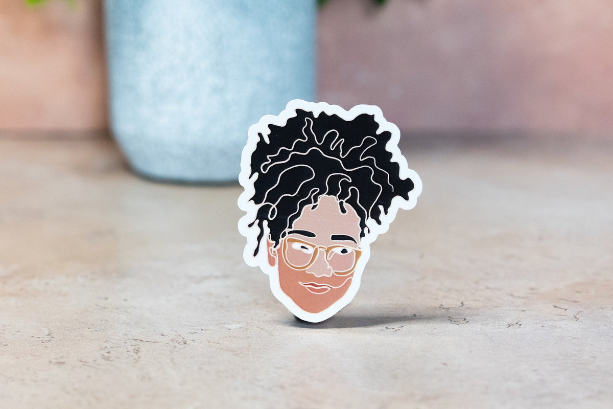 Black Women Single Line Stickers: Loose Curls